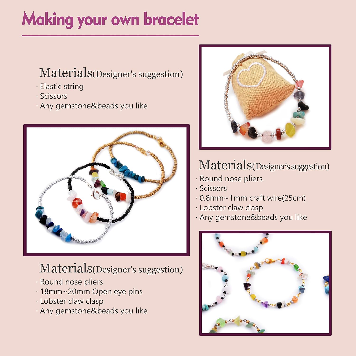 Beads for Bracelets Making Kit - Multicolor Crystal Gemstone Beads for Jewelry Ring Earring Craft - 420pcs Irregular Natural Chip Stones(5-8mm) and 1500pcs Seed Beads(3mm)