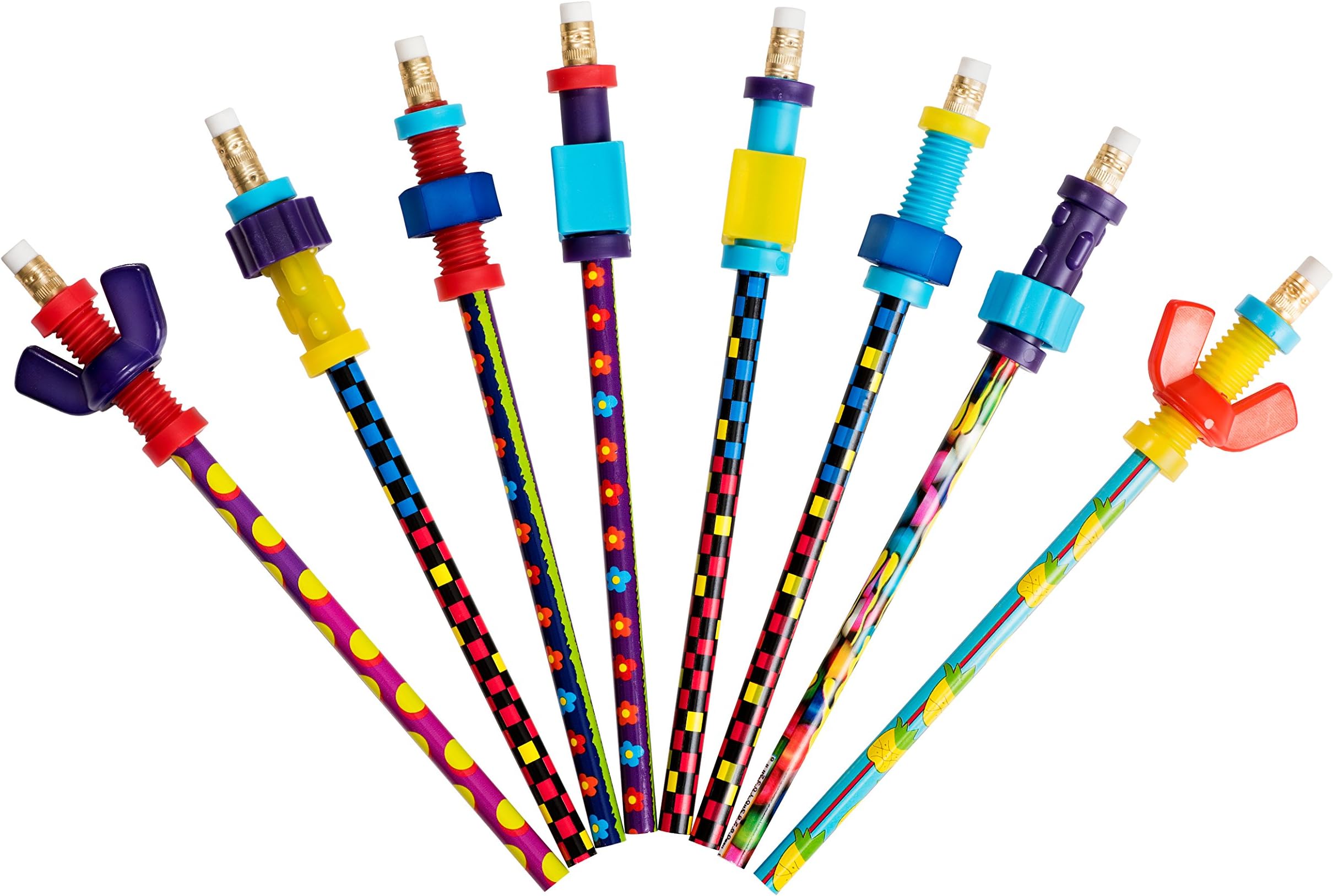 Nuts & Bolts Finger Pencil topper with pencil โ 8 pack