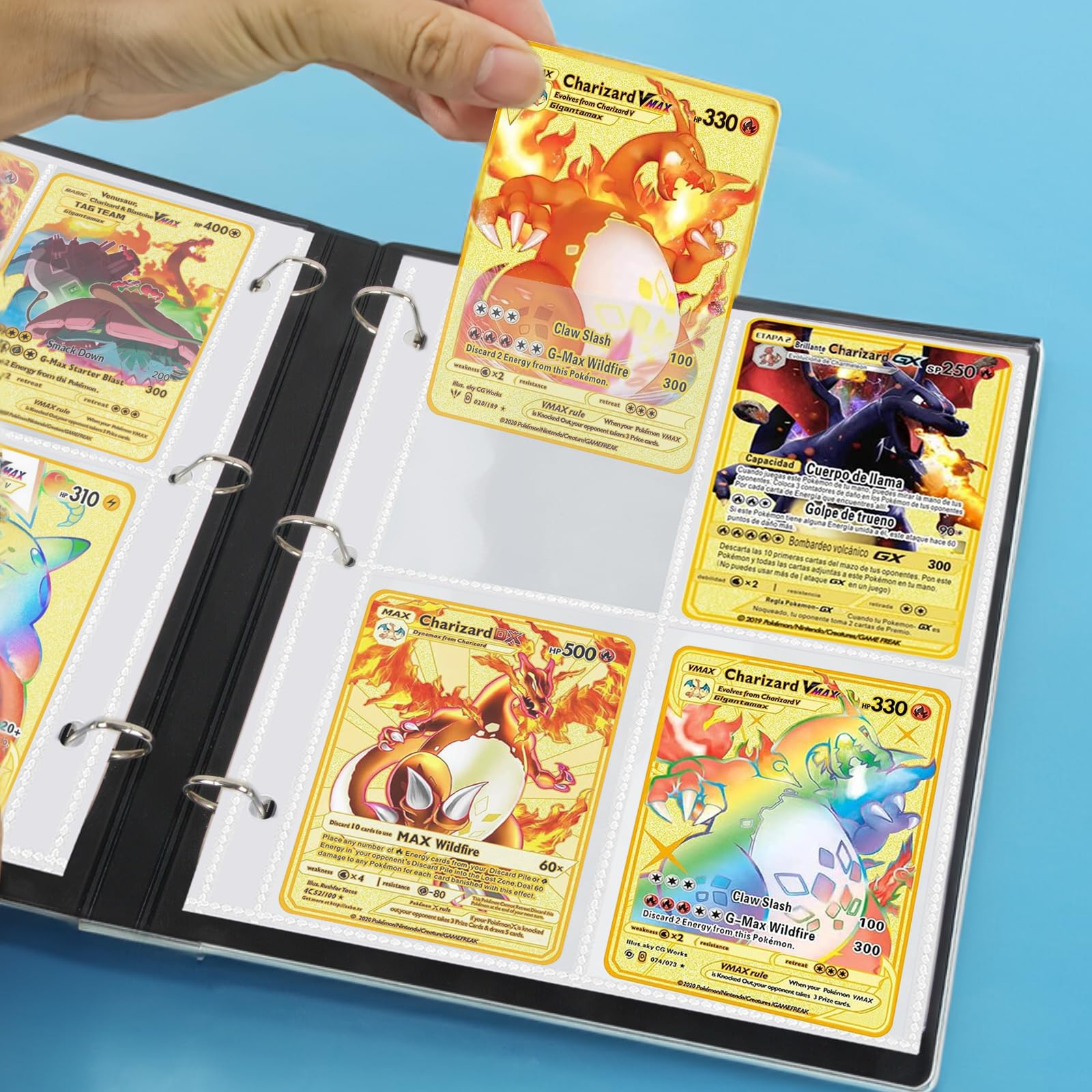 Fundas Para Tarjetas Coleccionables – 50 Páginas Doble Cara (400 Bolsillos) Transparentes, Compatibles Con Anillas De 3 Agujeros, Ideales Para Pokémon Y Deportes