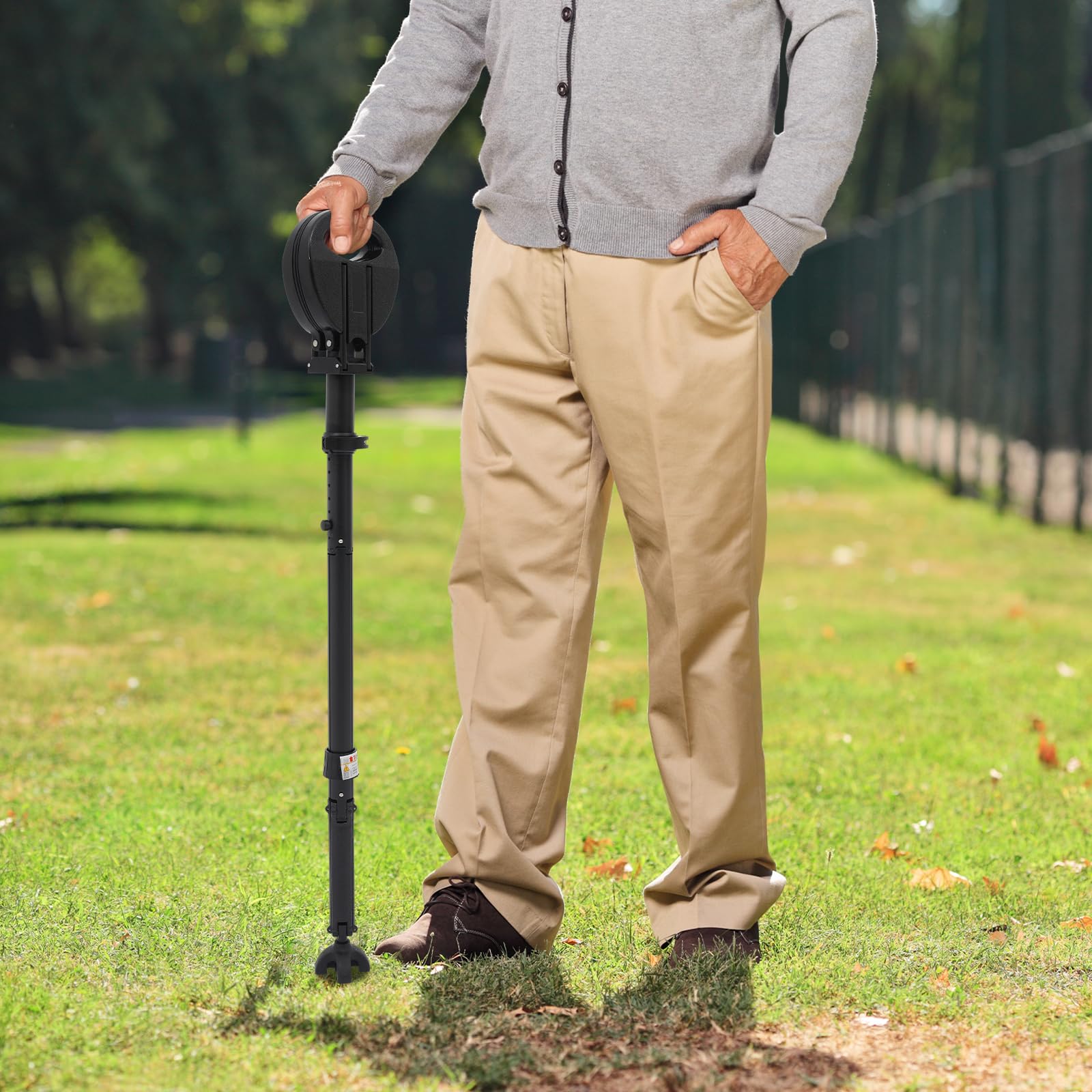 Aluminiowy kij trekkingowy z siedziskiem – laska i taboret z regulacją wysokości, obciążenie 150 kg, 87-95 cm – idealny dla seniorów, wędrowców i aktywności na świeżym powietrzu