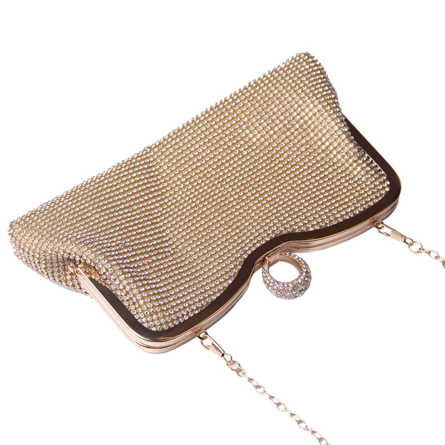 Pochette da donna con Diamante Borsa da sera con catena per borsa da sposa Borsa da sposa da Cerimonia 722 (Oro 2)