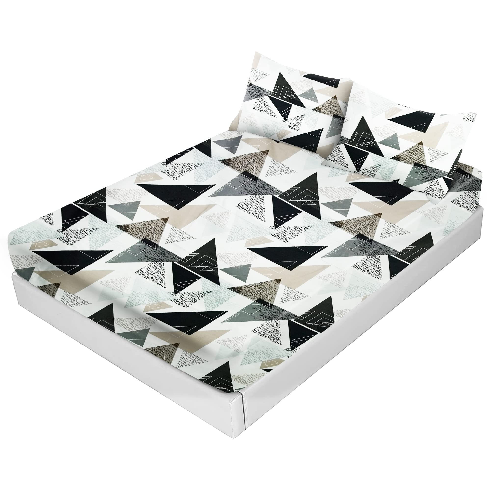 Wrapest Luxurious FITTED BEDSHEETS with Pillowcases – Breathable Cooling Bed Sheets with 360 Elastic – Soft and Wrinkle-Resistant 39-cm Deep Fitted Sheets King/Single (Diagonal Tusk, Twin XL)