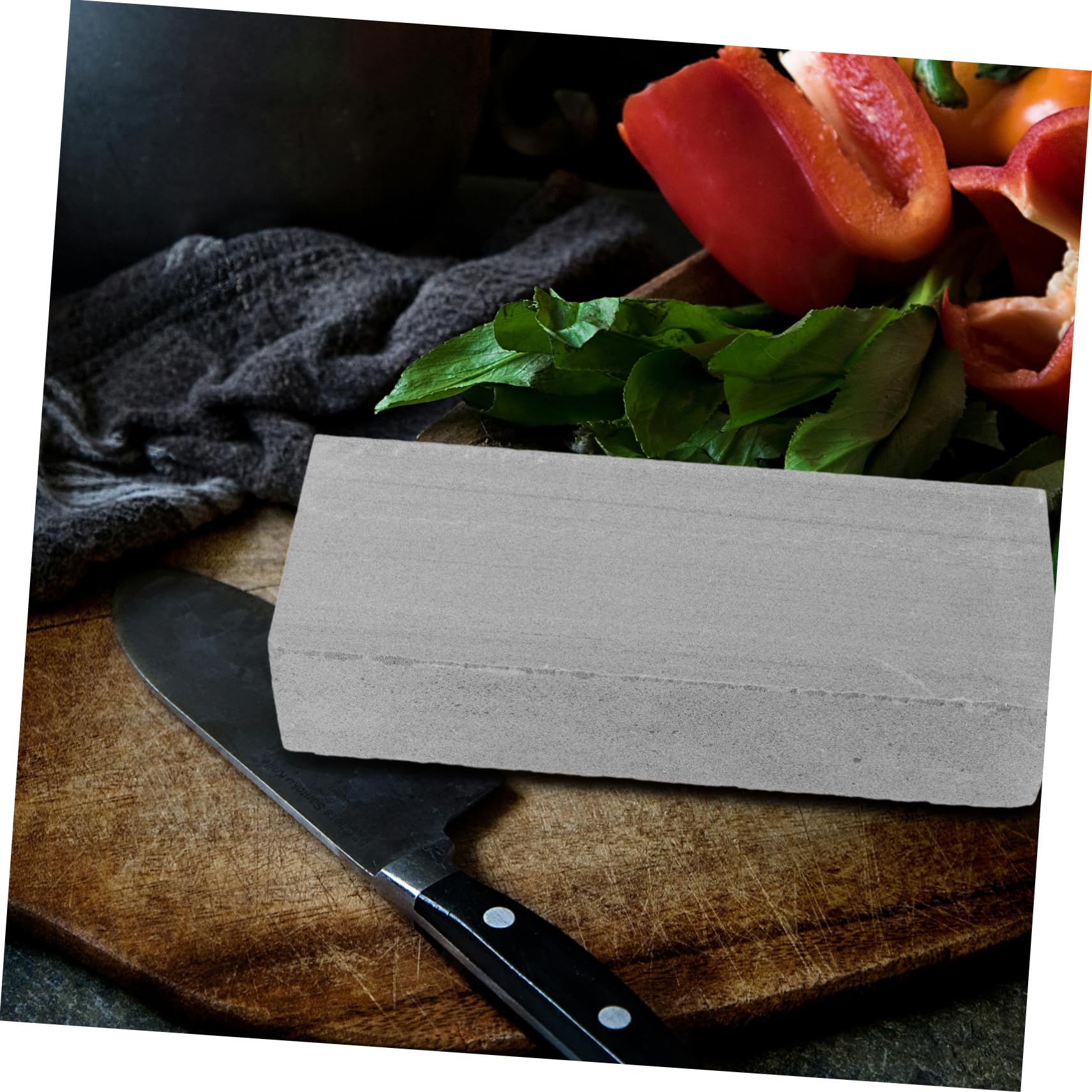 OSALADI Pierre à Aiguiser Cuisine Coins Arrondis, Pierre Naturelle Solide, Affûteur Ménager Pratique et Sûr, pour Affûter Couteaux sans Rayer la Peau