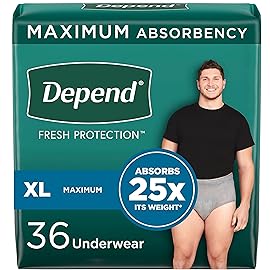 Depend FIT-Flex Incontinence Underwear for Men, Maximum Absorbency, Disposable, Extra-Large, 36 Count
