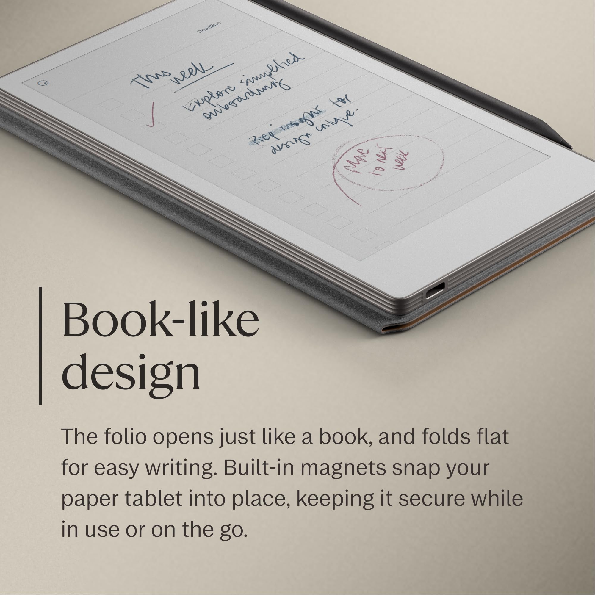 Remarkable Paper Pro Move - Brown Leather Book Folio for Your 7.3