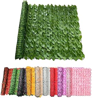 Panel de plantas artificiales de pared verde 100 x 300 cm, 100 unidades para exteriores para balcón y valla, color verde oscuro, bridas incluidas