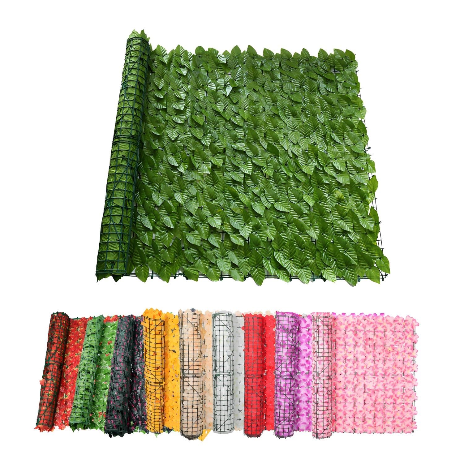 Sztuczne panele żywopłotowe na zewnątrz, 100 szt. zieleni, dekoracja ścienna, trwały plastik, 50/100/200/300 cm, rozmiary na balkon i ogrodzenie, bujna trawa zielona (100 x 300 cm)