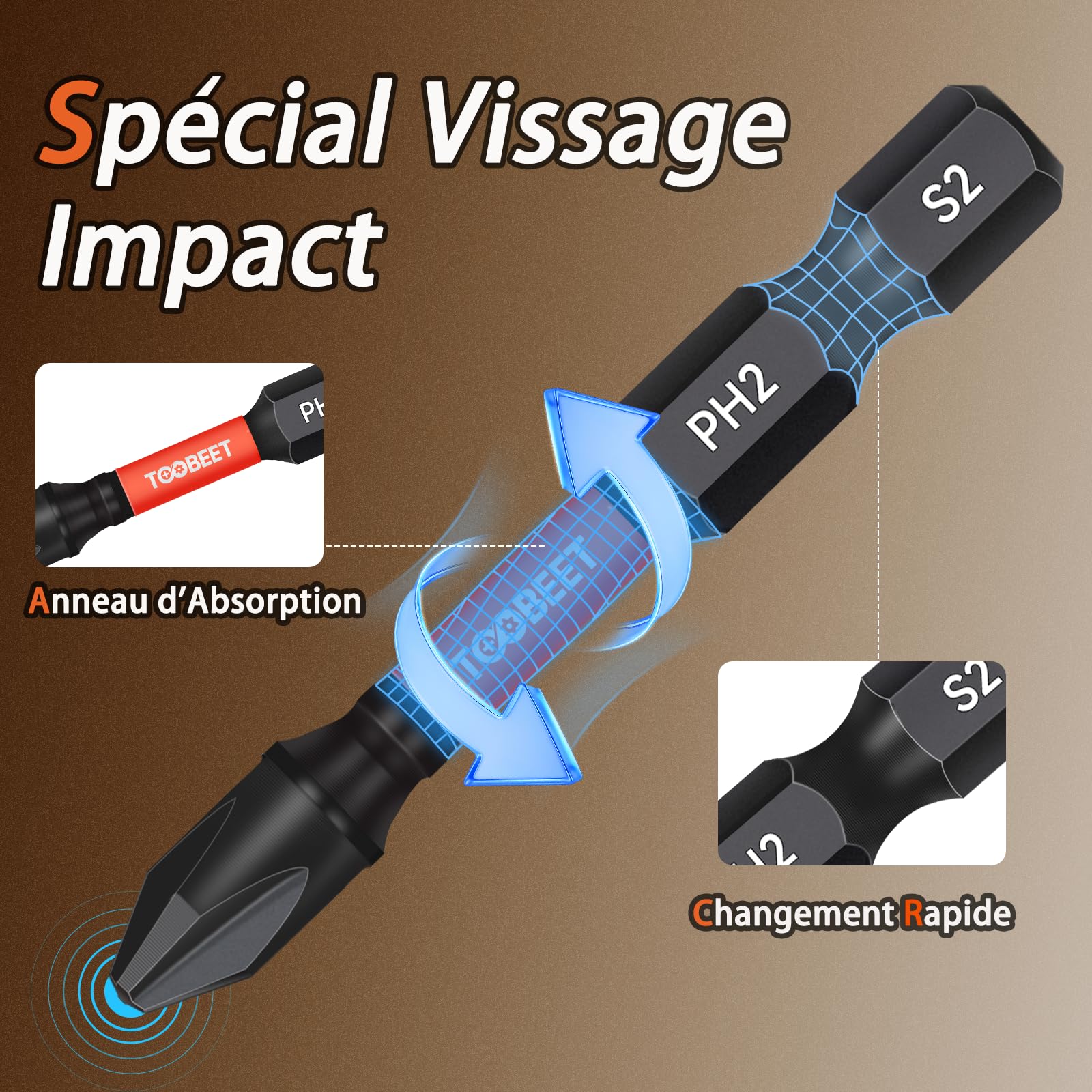 Jeu de 90 Embouts de Vissage Professionnels 50 mm (Torx, PH, PZ, Hex, Fente), Acier S2 Magnétique, Embouts pour Visseuse à Choc, Tige Hexagonale 1/4" avec Boîte de Rangement