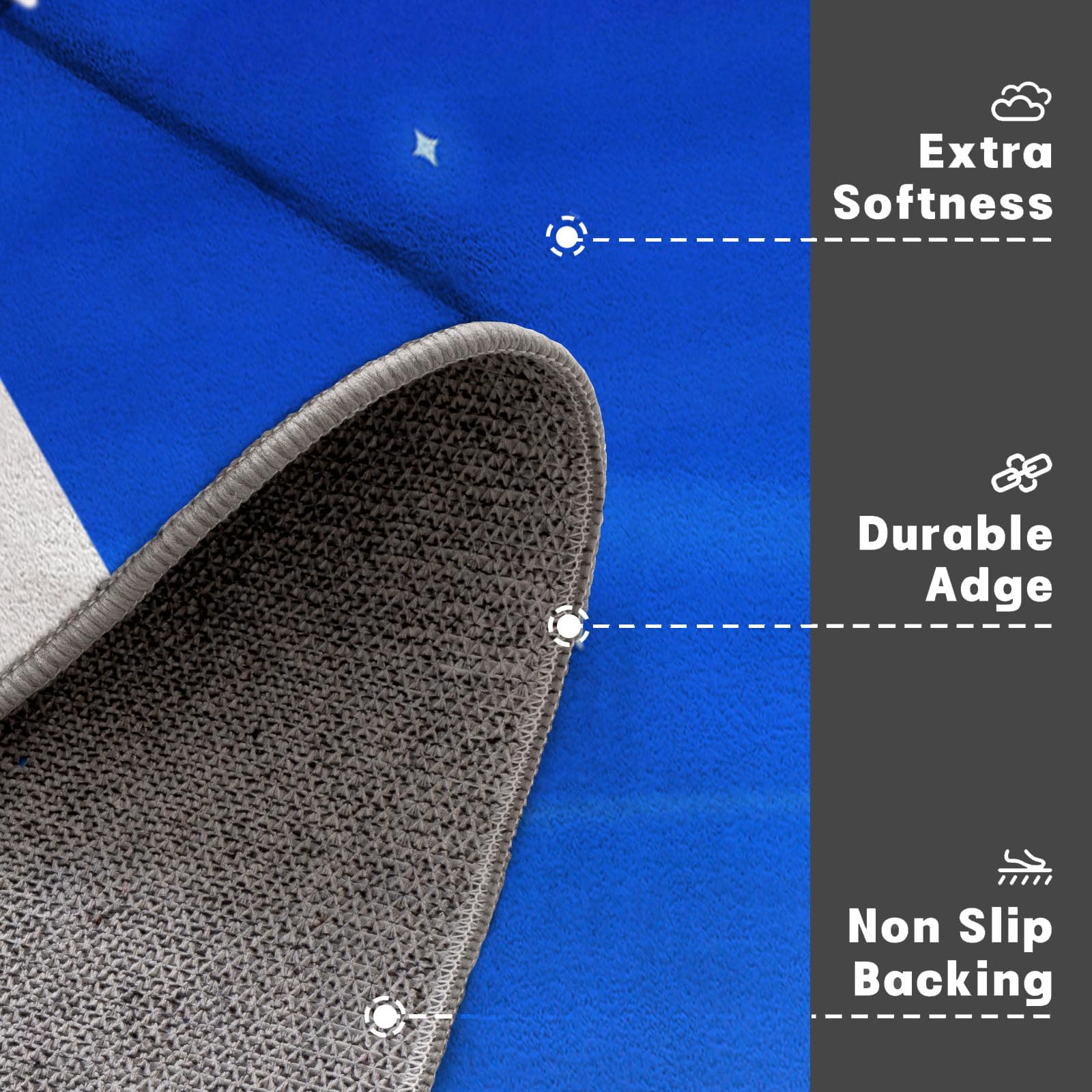 Tapis Rond pour Enfant - Scène de Neige au Clair de Lune Style Hivernal- Redonda antideslizante Lavable Sala de juegos pour Salon Chambres à Coucher - Bleu - 160cm