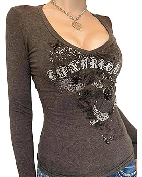 Women's Y2K Long Sleeve Tops Grunge Clothes Graphic Print
