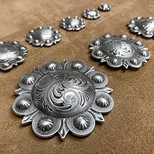 Miniatura 6 de Leathercraft - Sillín de conchos de cobre grabado, conchos de bayas con rosca trasera, paquete de 10 unidades (BS9163-1-Cobre, 1-14 pulgadas)