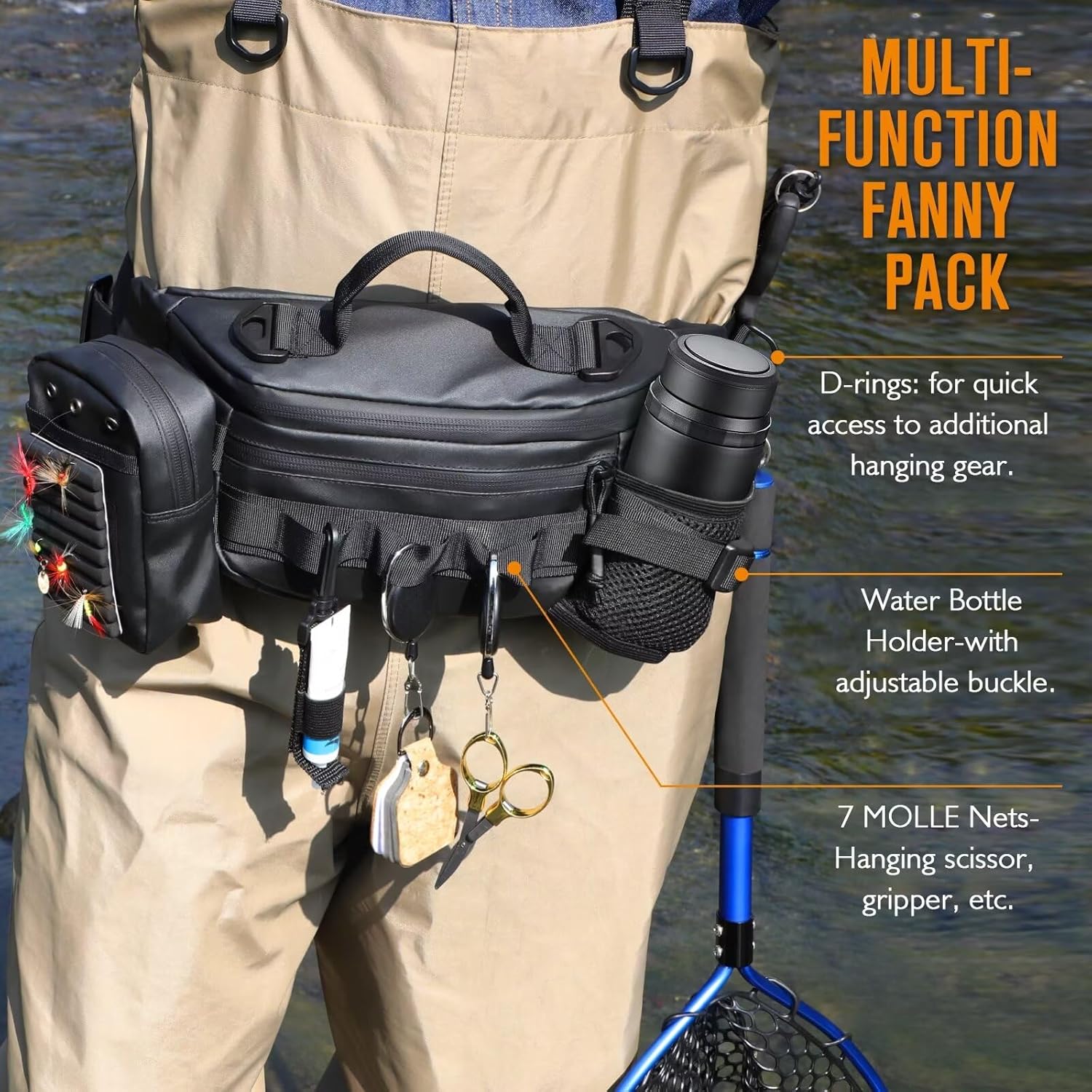 Dovesun Fishing Beads + Water-Repellent Fly Fishing Bag Fishing Fanny Pack