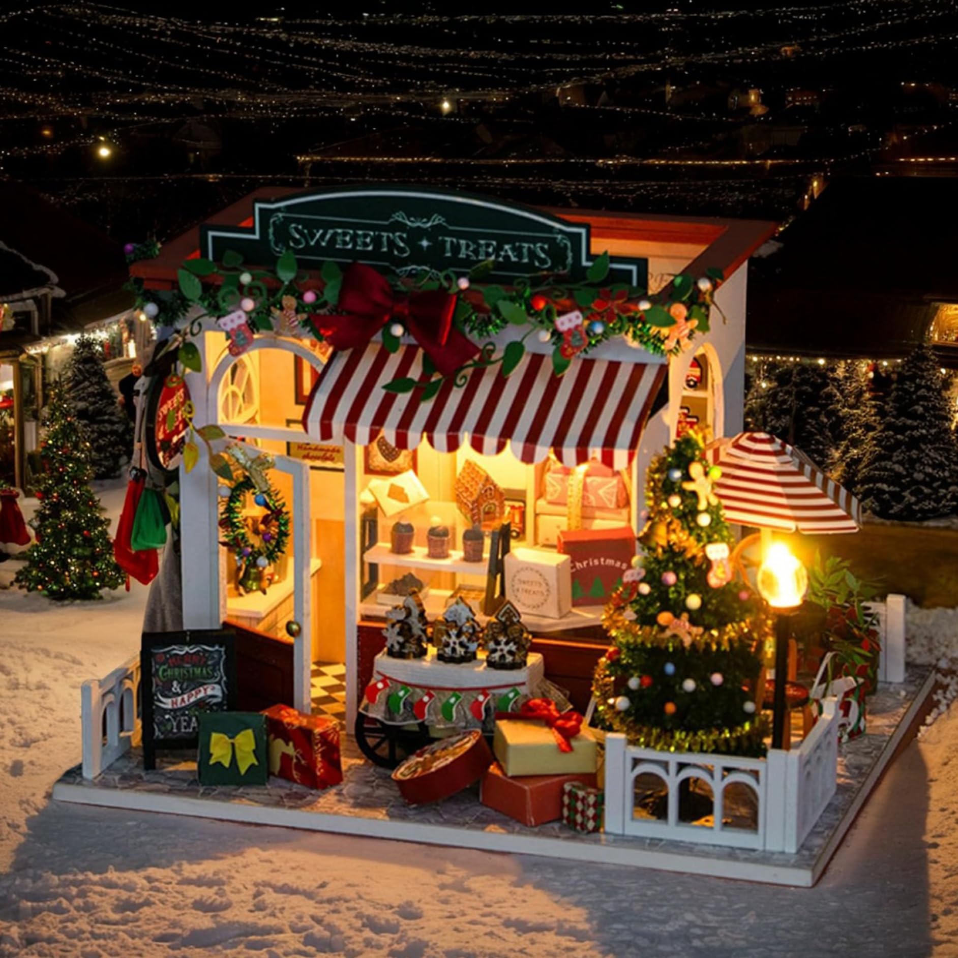 Set fai da te in miniatura natalizia in legno illuminato