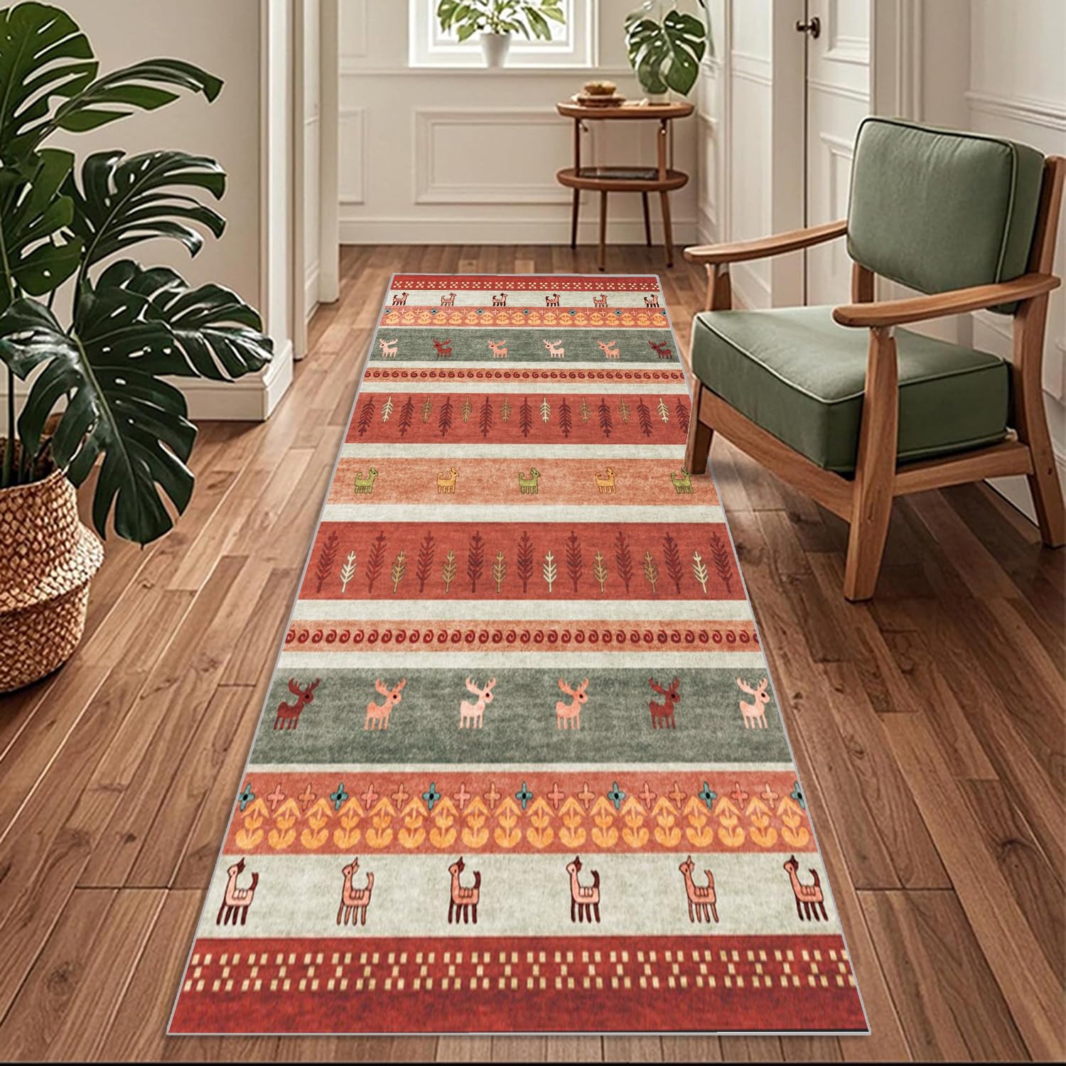 Siunwdiy Colourful Moroccan Extra Long Carpet Runners, 60 x 180 cm Washable Runners for Hallways Non Slip Kitchen Runners Hall Runner Rugs for Living Room Bedroom Laundry Room Entryway