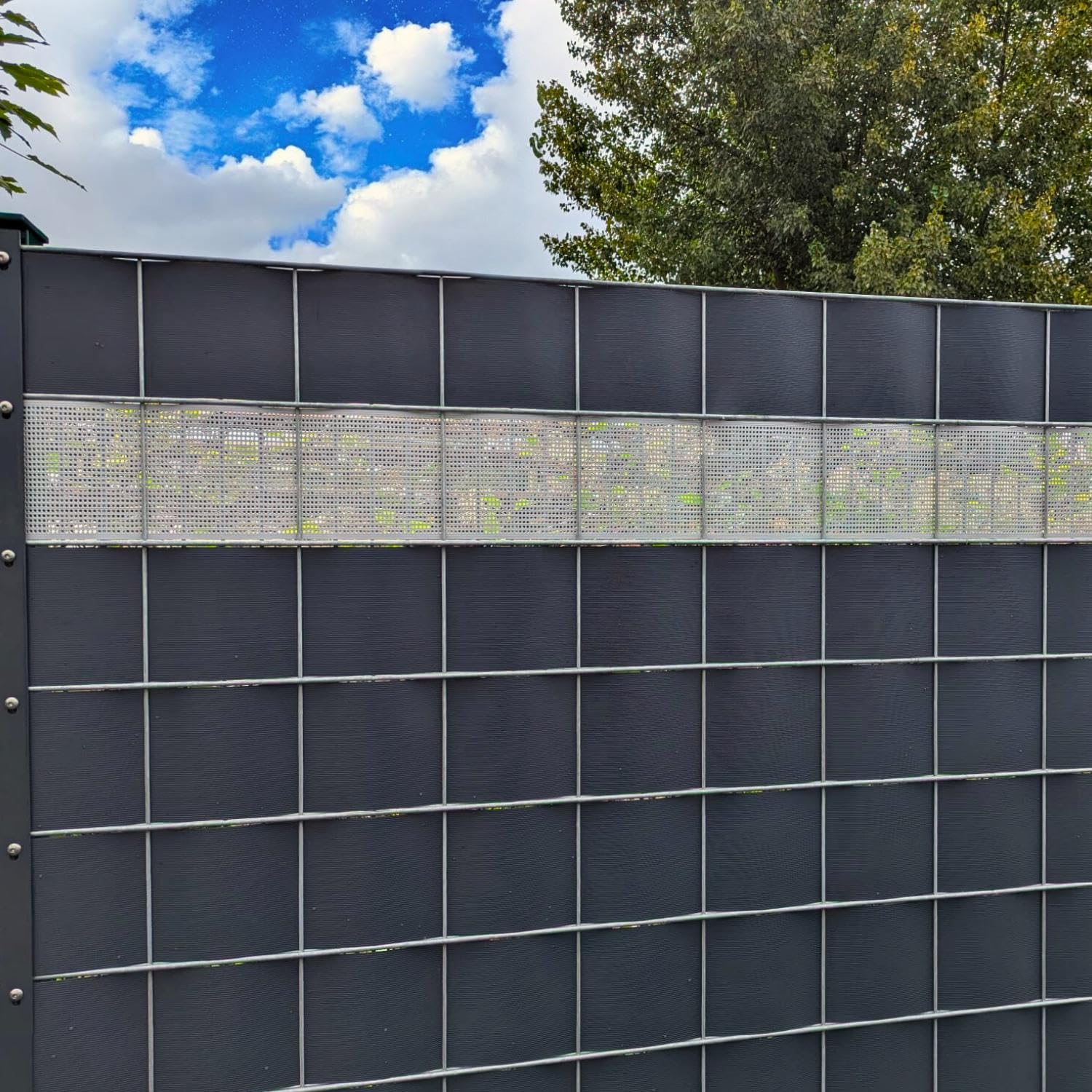 Rille Sichtschutzstreifen GELOCHT | 30% Lochmuster | PP für Doppelstabmatten Sichtschutz Rolle | Polypropylen | Zaunblende | Made in Germany Anthrazit 26m