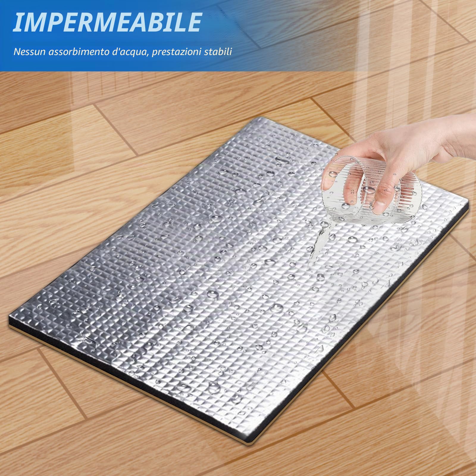 12 tappetini isolantiacustico per auto, 5 mm, 40 x 25 cm, autoadesivi, per vano motore, 1 m², isolamento acustico ignifugo, impermeabile