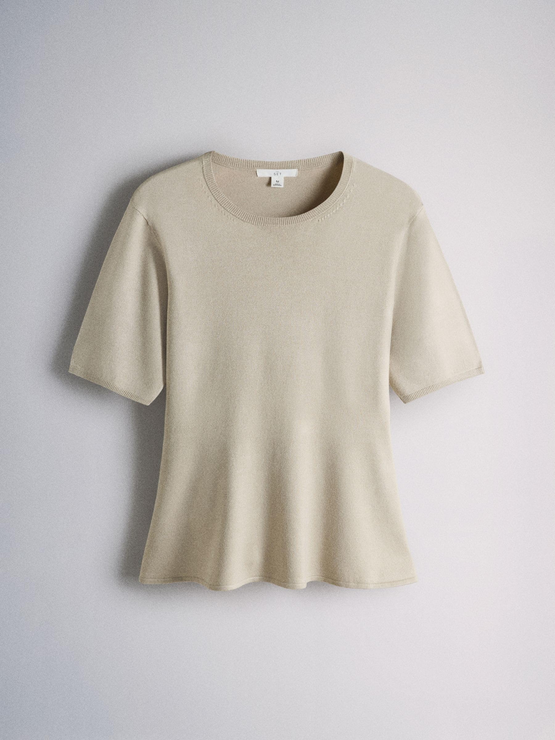THE SET Femme T-Shirt à Basque en Maille Fine, Lot de 3 | Coupe standard