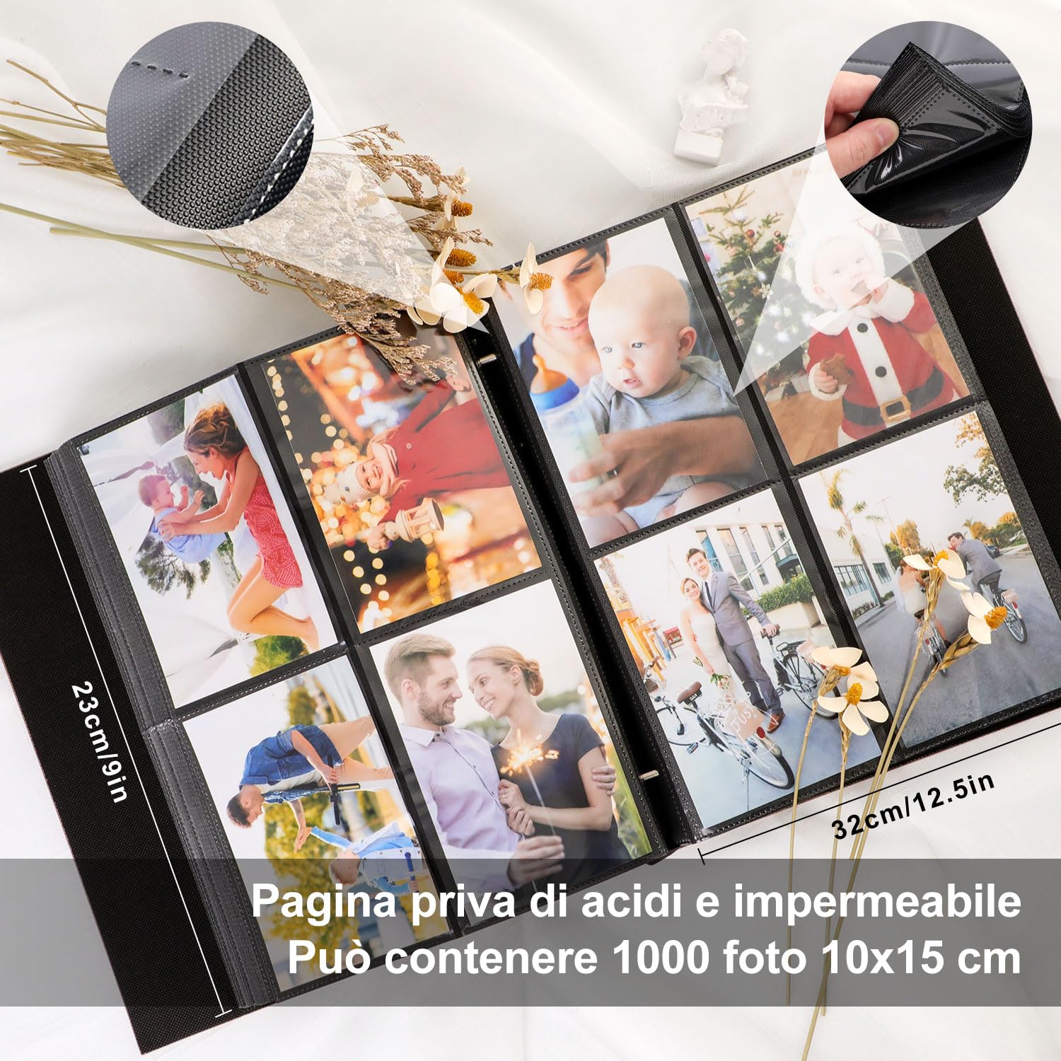 Lanpn Album Fotografico 10x15 1000 Tasche, Grande Biancheria Album Foto Portafoto Verticale 10x15cm Tascabile Tasca Verde