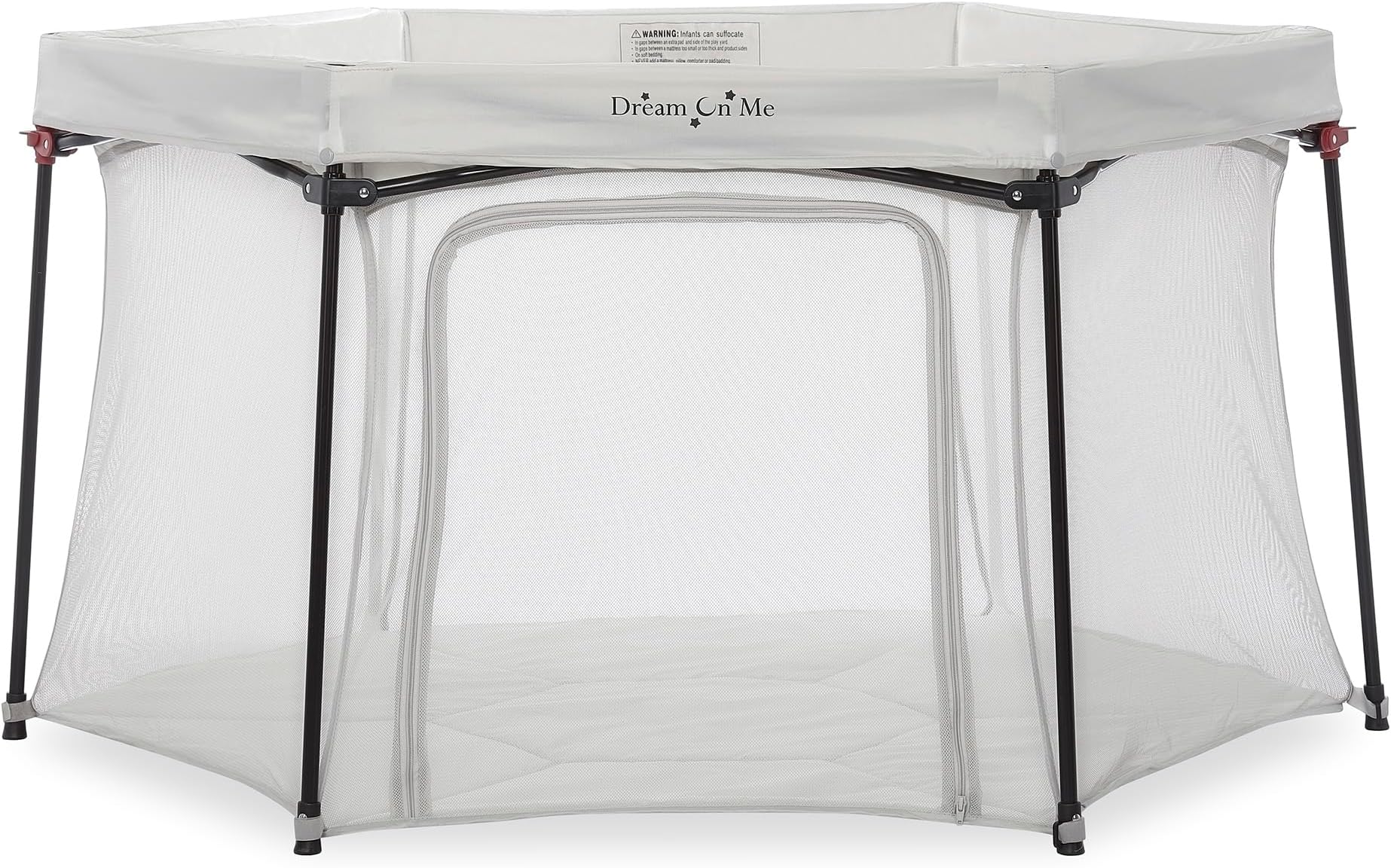 Onyx 56.5" Baby Playpen, Portable Foldable Play Yard with Padded Floor and Side Pocket, Indoor Outdoor Pop Up Playpen, Removable Fabric, for Toddler and Baby, Grey