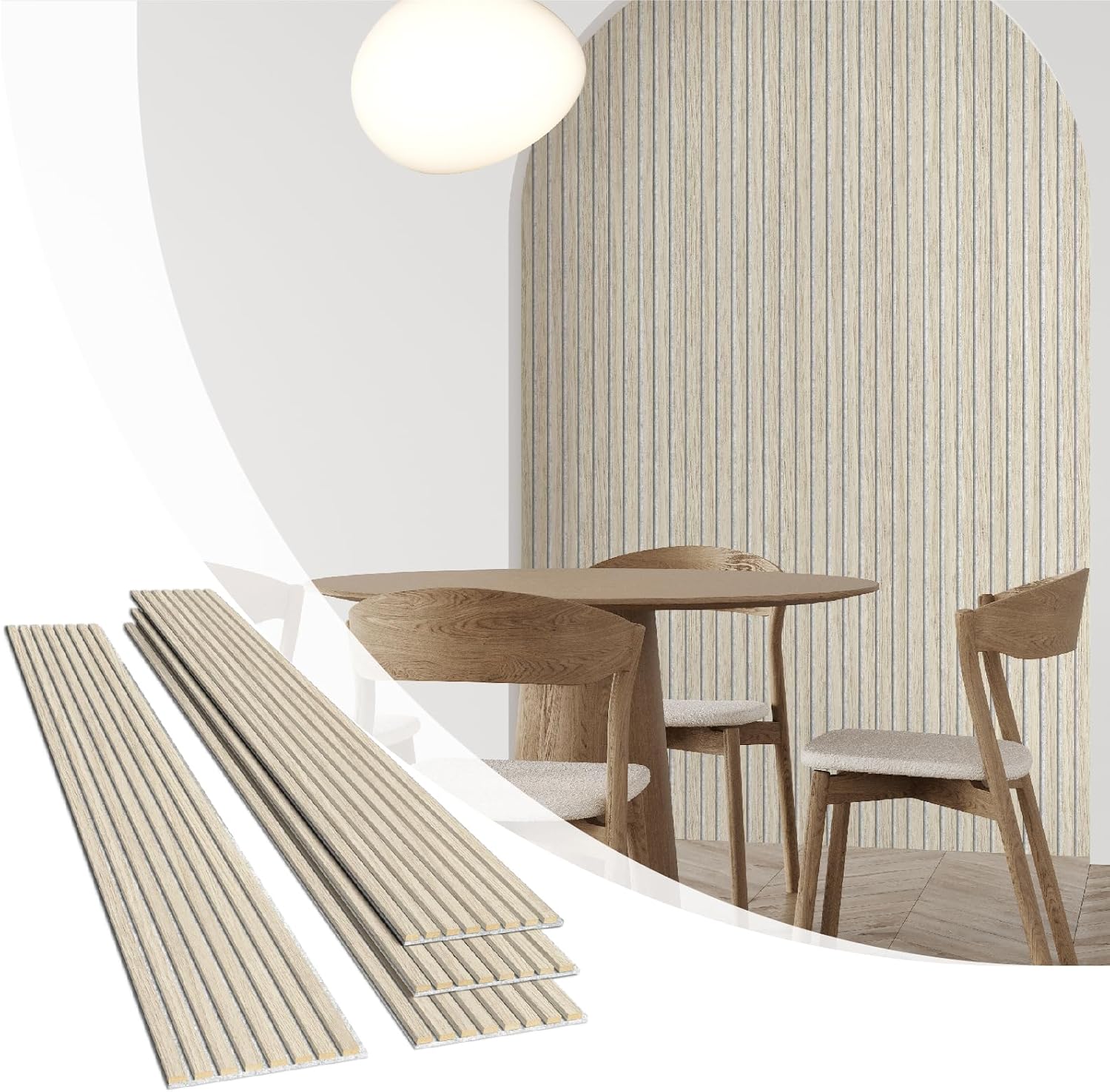 Wood Slat Wall Panels 4 Pack with Acoustic Backing