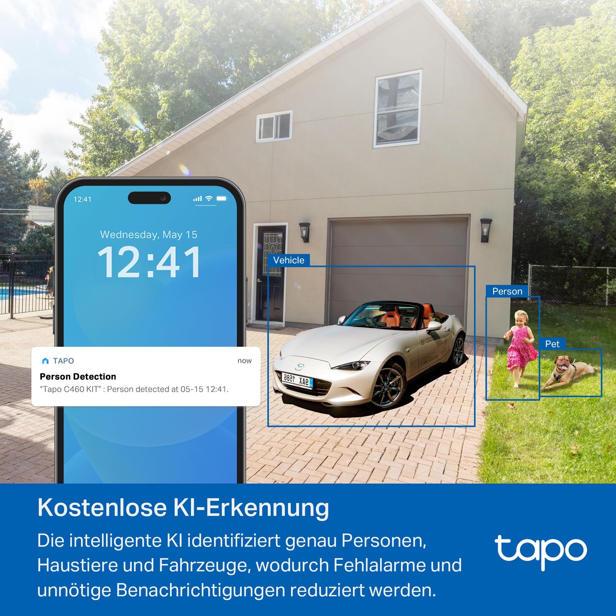 Tapo C460 KIT 4K 8MP Solar Überwachungskamera Aussen Akku, Starlight-Farb-Nachtsicht, Dual-Band WLAN, Magnetfuß, Verschlüsselte microSD-Aufzeichnung, KI-Erkennung, 10000-mAh-Akku