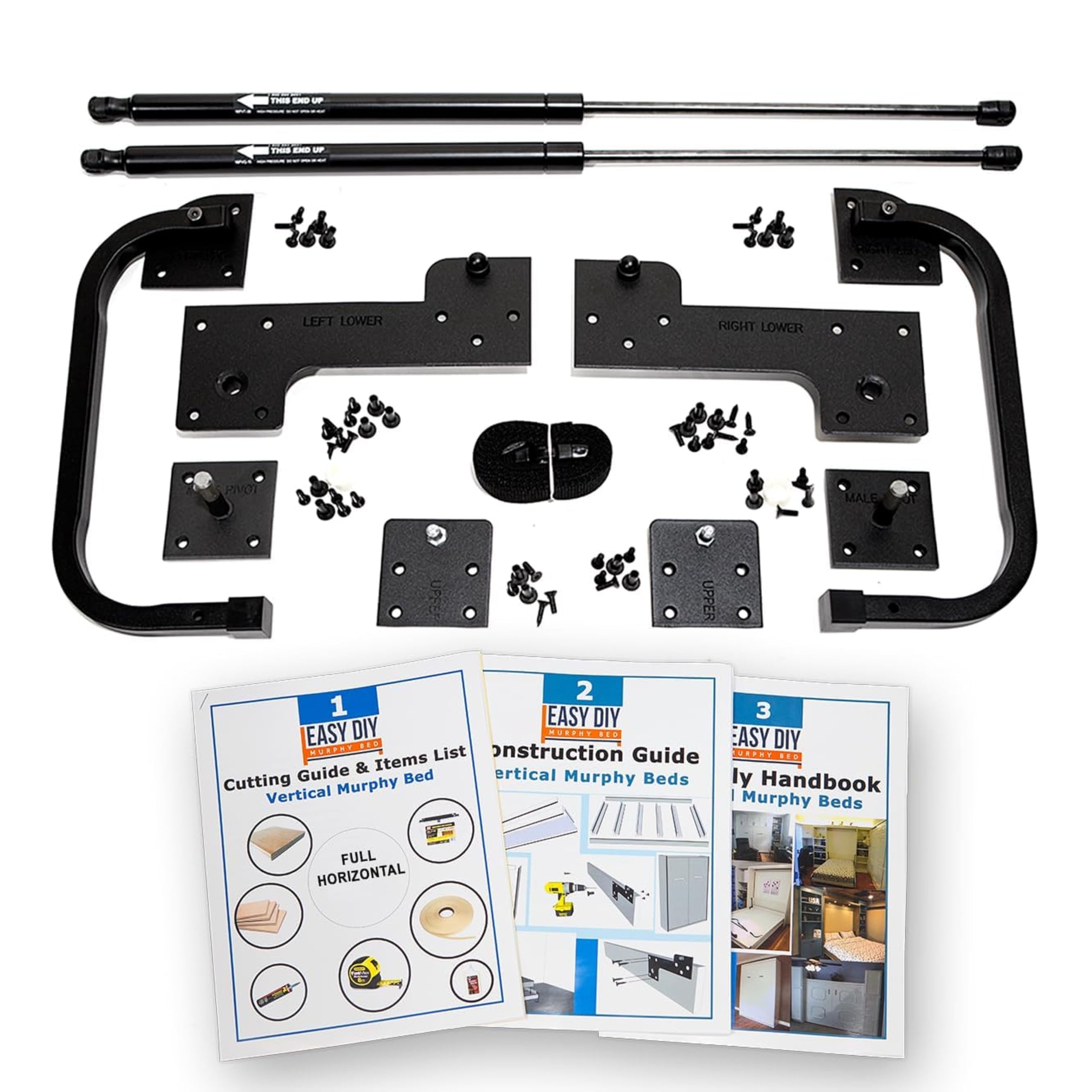 Full Size DIY Murphy Bed Hardware Kit – Horizontal Wall Bed for Space-Saving - Budget-Friendly DIY Setup -Made in USA -Hide Away Design with Full Murphy Bed Hardware - Bed Lift Mechanism - Pull Down