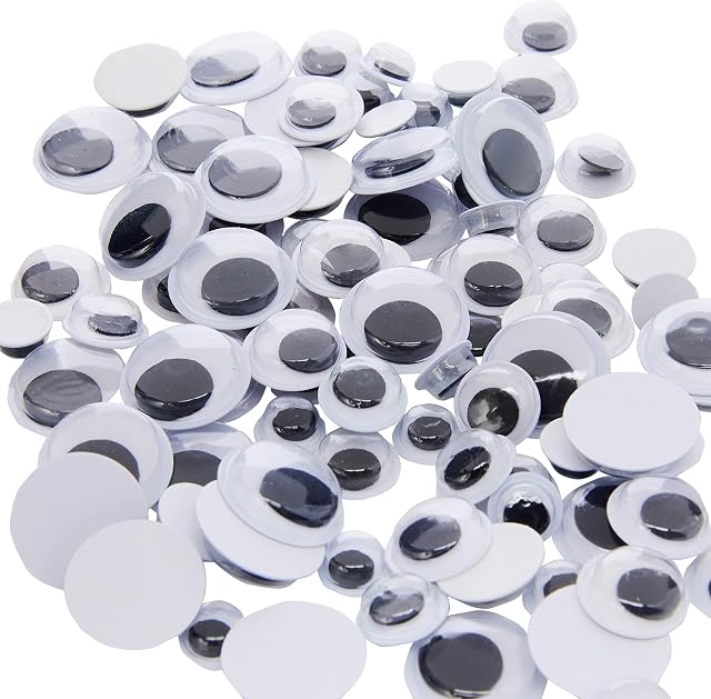 Creation Station 100 Peel & Stick Wiggle Eyes, Black, Assorted Sizes