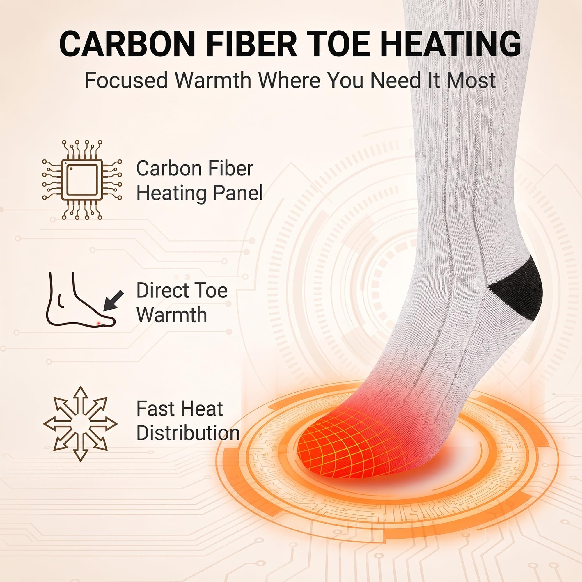 Chaussettes chauffantes pour homme et femme - Rechargeables, thermiques et électriques par temps froid - Chaudes pour la course, la marche, le camping, la randonnée, l'entraînement, le travail, le ski