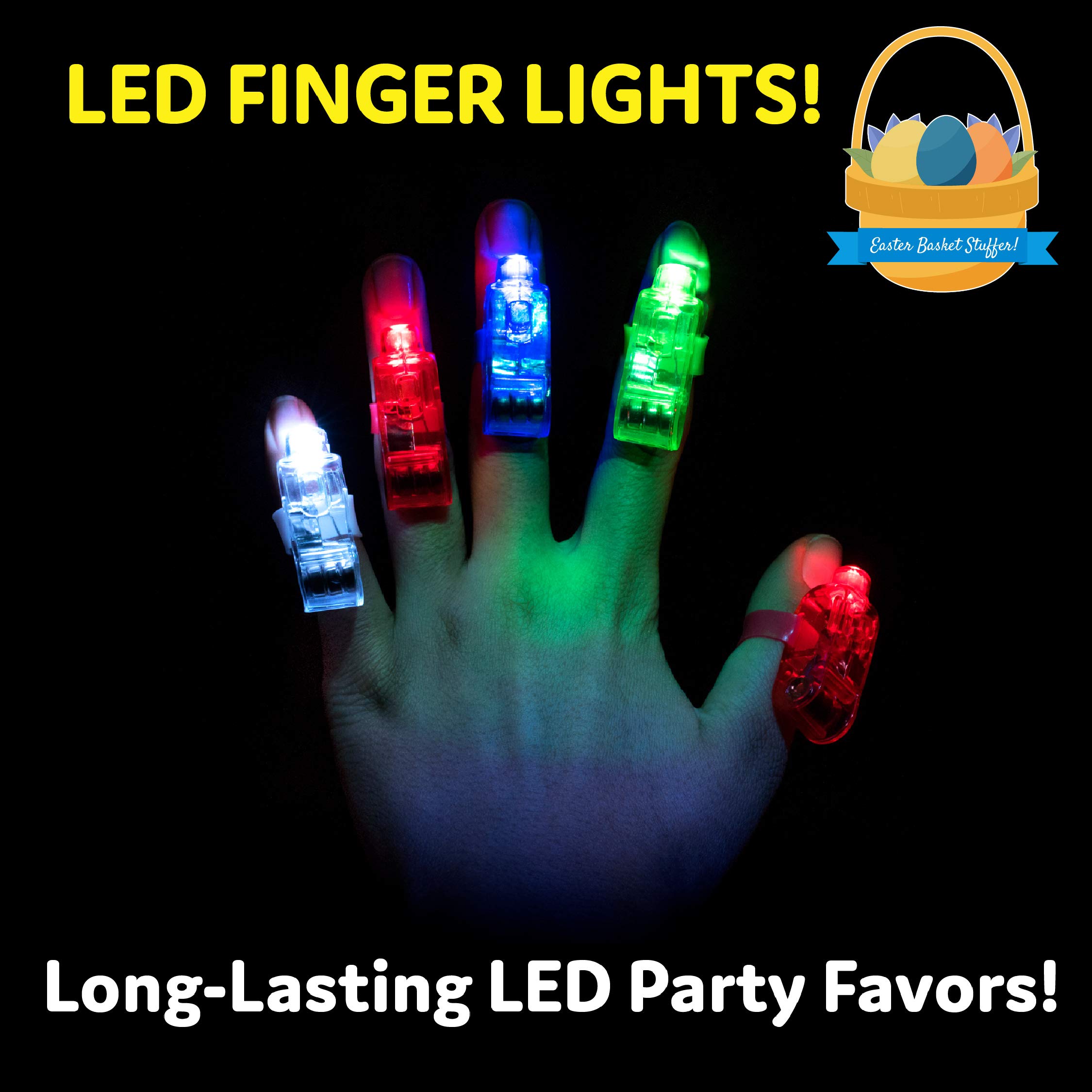 PartySticks Light Up Rings LED Finger Lights 100pk Bulk Glow Party