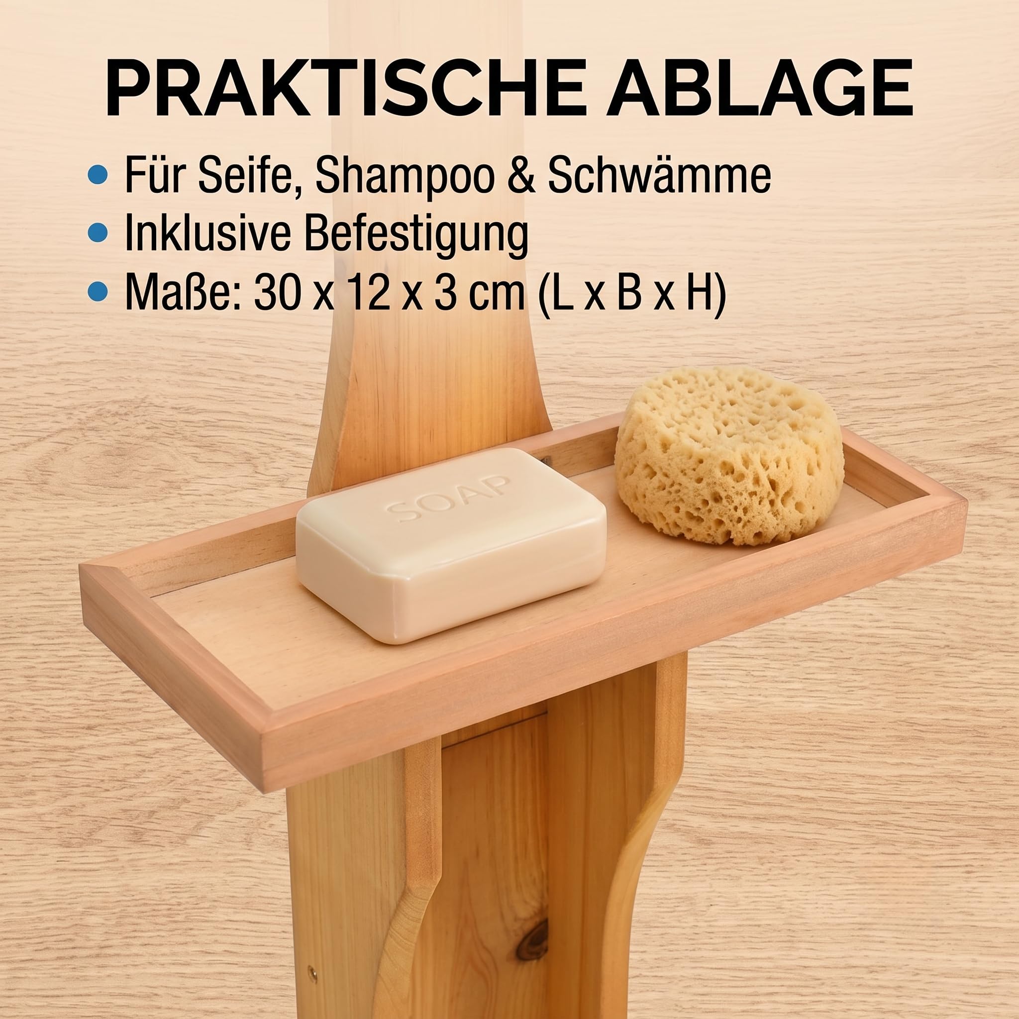 Holz Gartendusche, Druckregulierung & Drehbarem Kopf, 75x75x221cm Braun | Massives Tannenholz & Edelstahl, mit Bodenplatte, Verchromter Duschkopf, Wetterfest Sonnenschutz für Garten Pool Strand