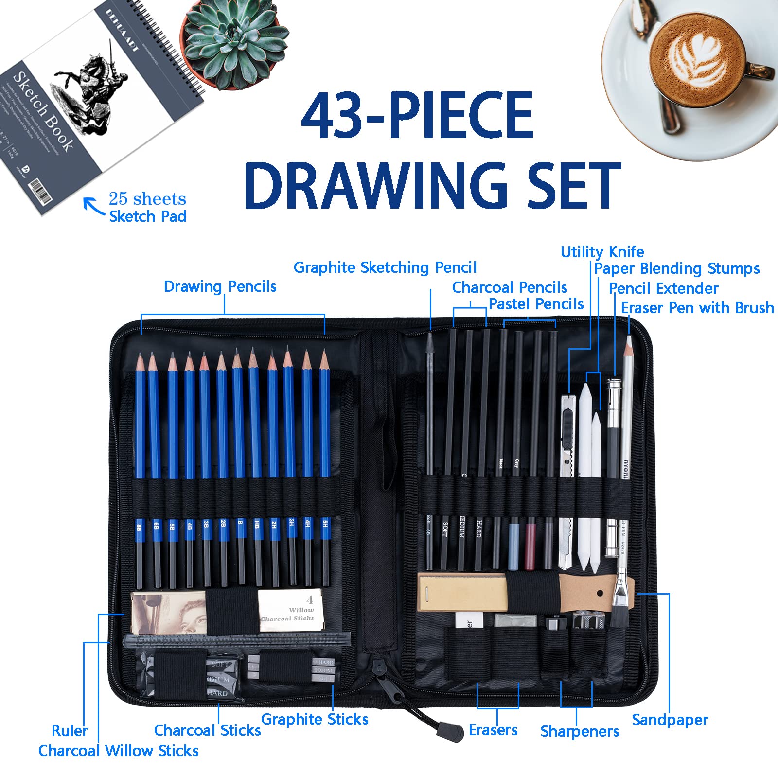 Dessin Technique Débutant Set De Dessin Arteza - 33 Outils Artistiques - Crayons Graphite, Fusain, Blenders, Gommes - Pour Débutants Et Pros Set Dessin Arteza 33 Pièces Dessin Technique Débutant Set De Dessin Arteza - 33 Outils Artistiques - Crayons Graphite, Fusain, Blenders, Gommes - Pour Débutants Et Pros Set Dessin Arteza 33 Pièces