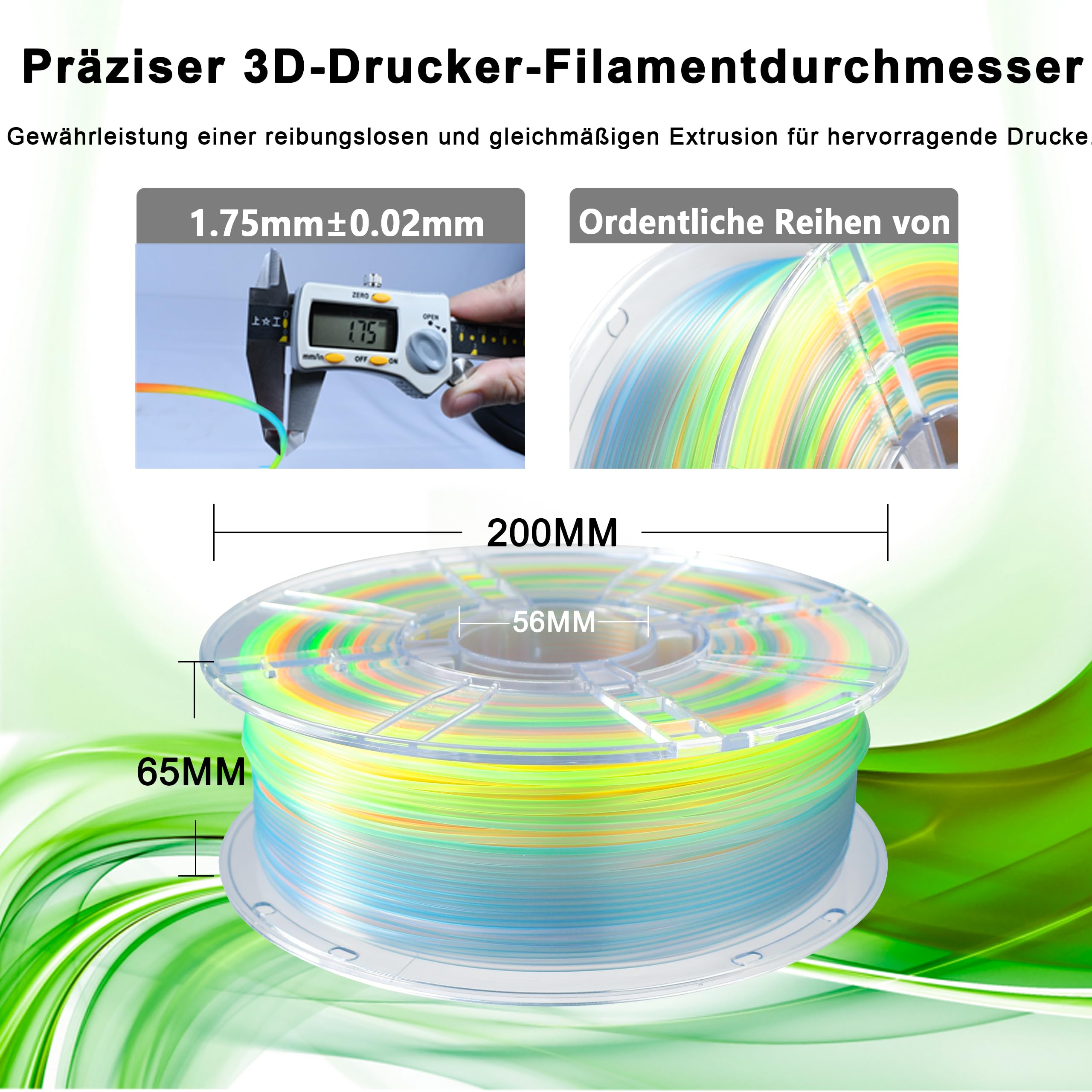 iBOSS Gradient PLA Plus - Filamento per stampante 3D, 1,75 +/- 0,02 mm, bobina da 1 kg (2,2 lbs) trasparente, filamento PLA Pro 3D, adatto per la maggior parte delle stampanti FDM (trasparente