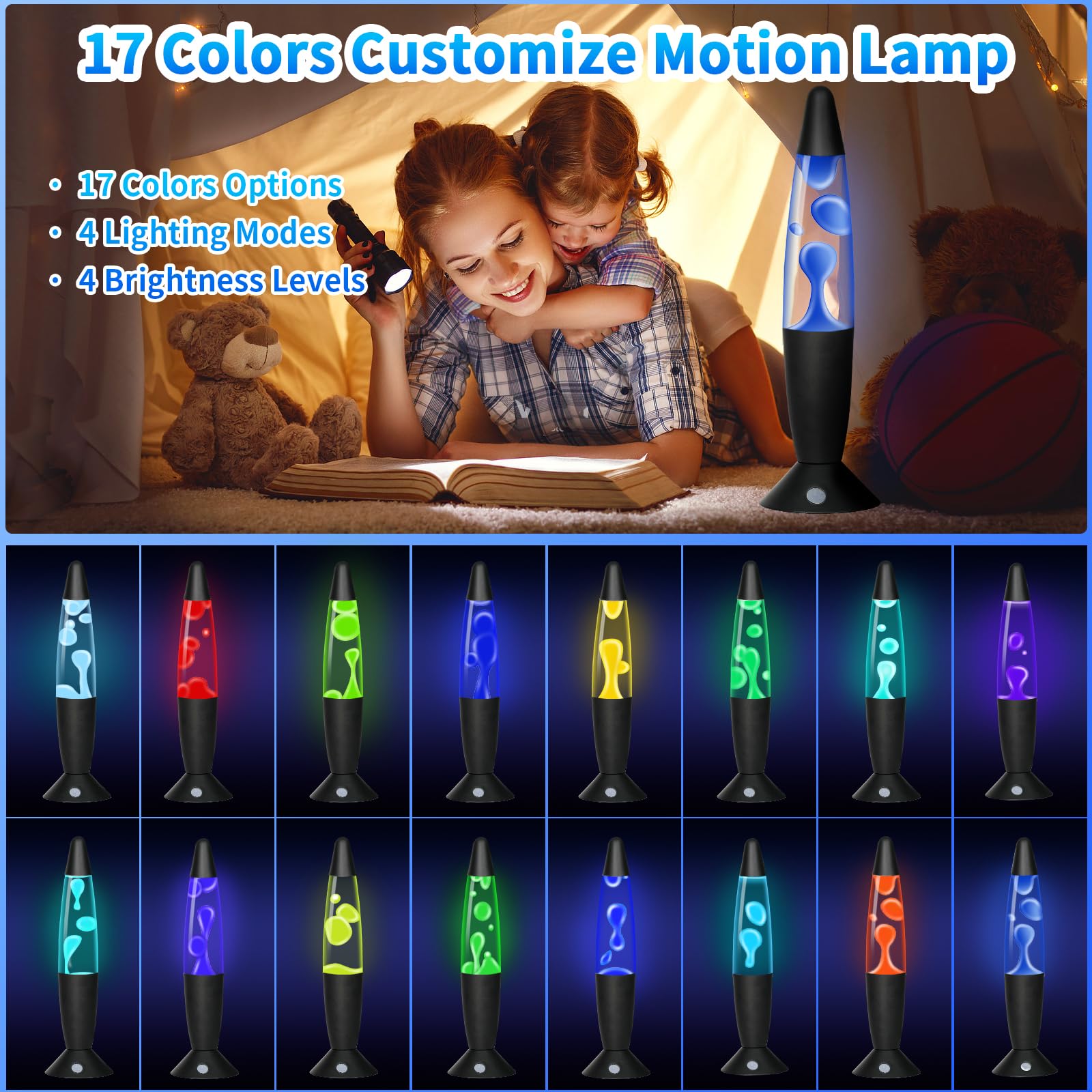 Lámpara de Movimiento Líquido Grande 34cm con 17 Cambios de Color y Control Remoto para Niños y Adultos Lámpara de Mesita para Habitación Oficina Decoración