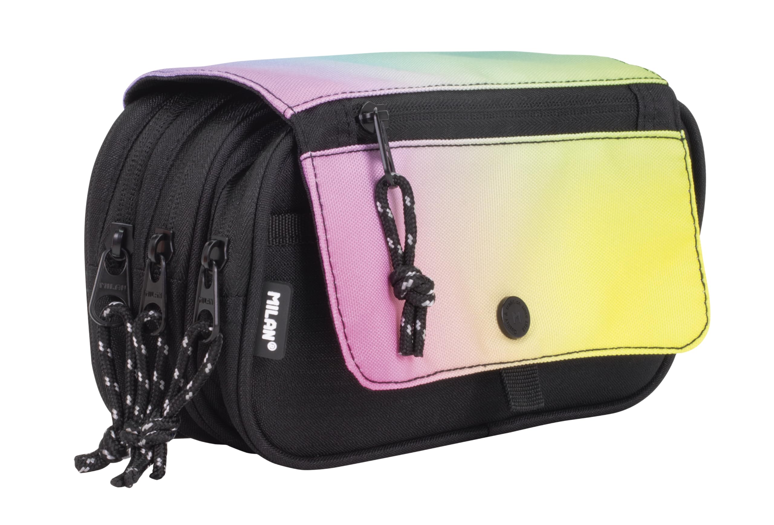 MILAN® Estuche portatodo 4 cremalleras con solapa Sunset, negro