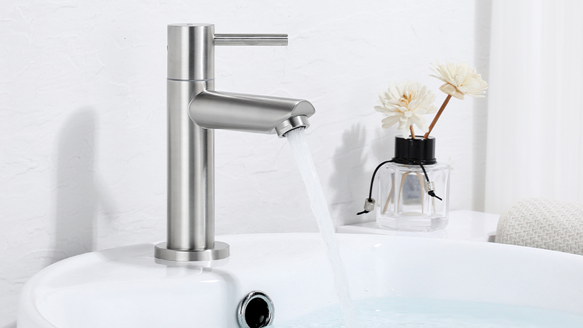 Robinet Lave Main ANYCEE Eau Froide Noir Avec Bec Hauteur 9,34 Cm Robinet Eau Froide Lave Main