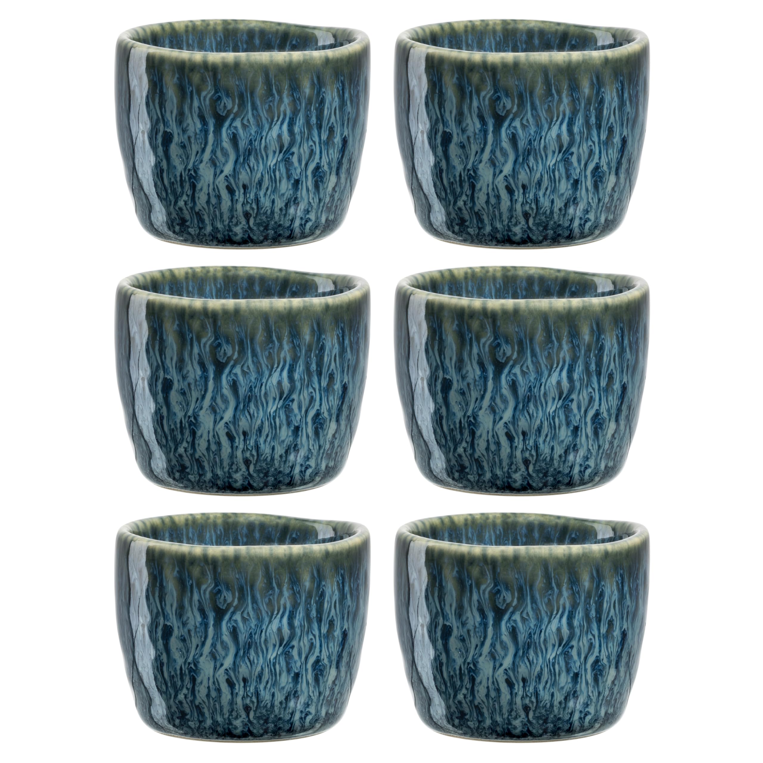 Laonardo Matera Eierbecher Set 6-teilig - Eier Becher aus Keramik - Durchmesser 5,2 cm, Höhe 4 cm - Einfach zu reinigen, spülmaschinenfest - 6er Set in blau, 023046