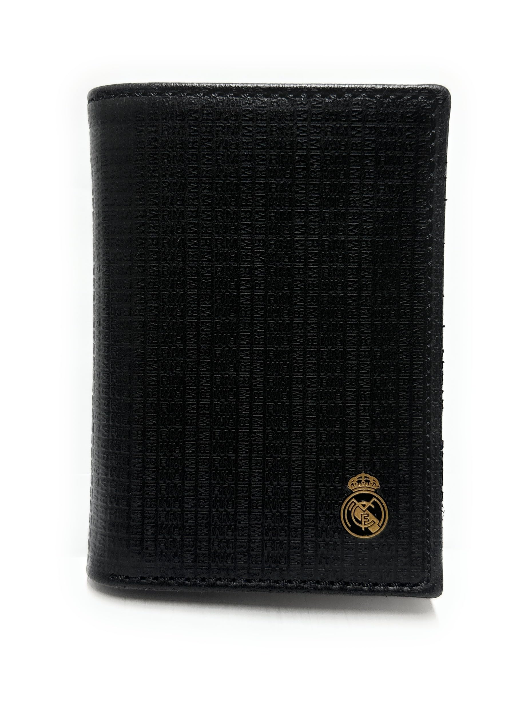 LUGUPELL Cartera Oficial del Real Madrid - Piel 100% Legítima con Protección RFID, Diseño Exclusivo con diseño RM. Regalo para Hombre. (PEQUEÑA con Monedero Negro)