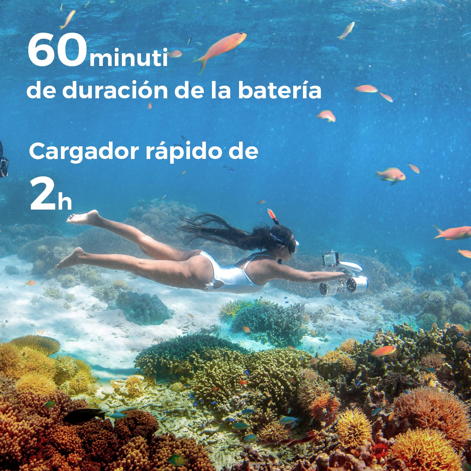 Sublue Mix Pro - Patinete Submarino de Doble Motor, 2 Modos de Velocidad, 40 m de Profundidad con Soporte para cámara y Alarma de batería Baja para Piscina