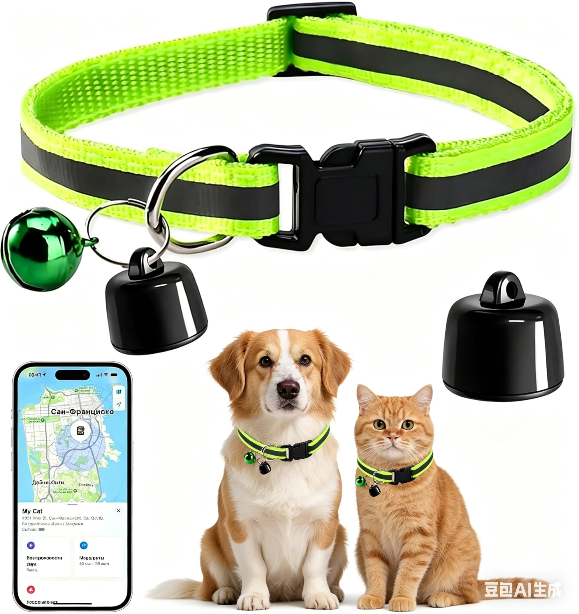 Cat Tracker,Mini Pet Tracker for Cats and Dogs,Smart GPS Cat Tracker,No Monthly Fee, No SIM Required, Compatible with iOS/Android, Smart Pet Tracker Location Tracking with Reflective Collar