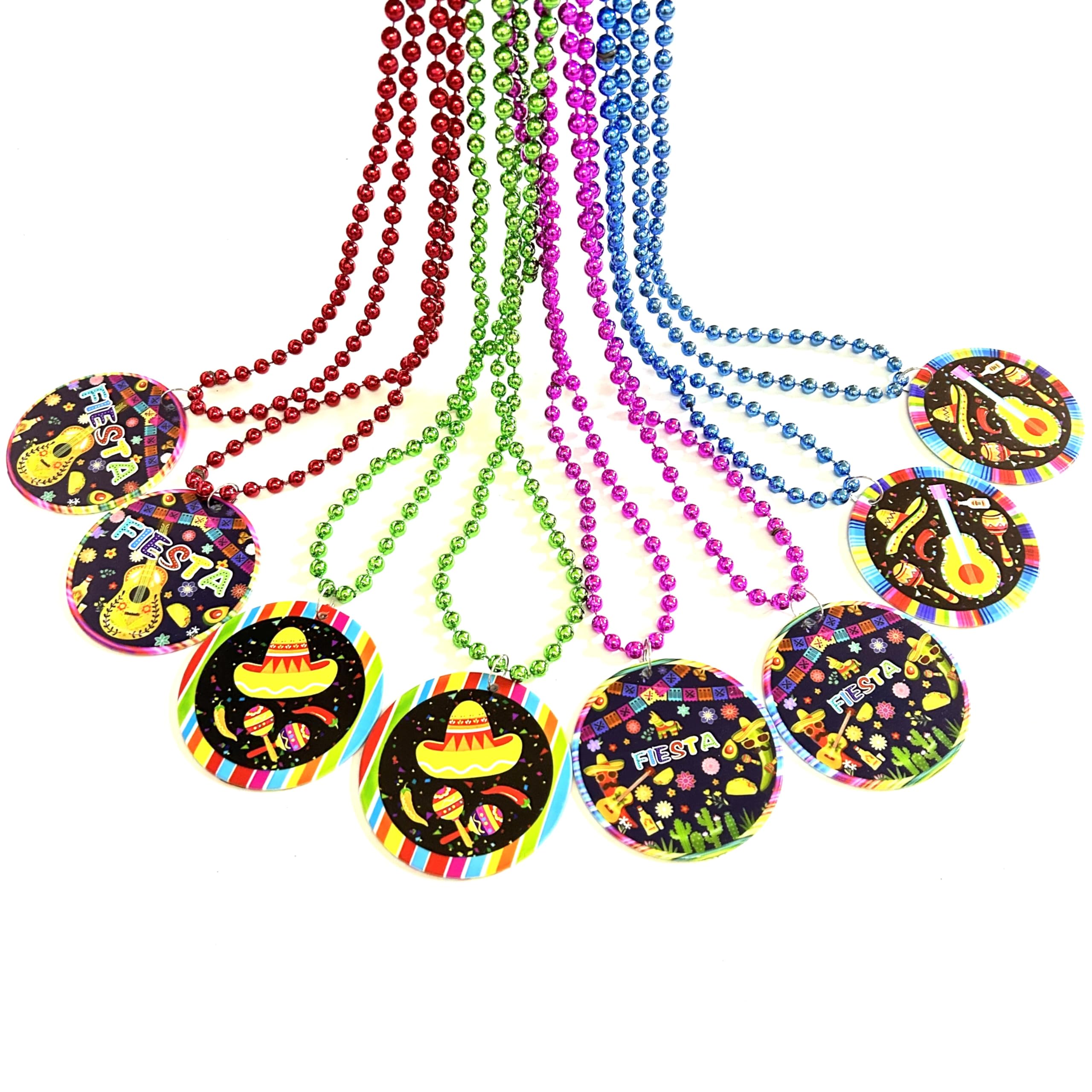 GZYSSL 16 Pcs Cinco de Mayo Bead Nckelaces Mexican Necklaces Party Favors Decorations Cinco de Mayo Fiesta Medal Beads Necklaces Carnival Party Supplies