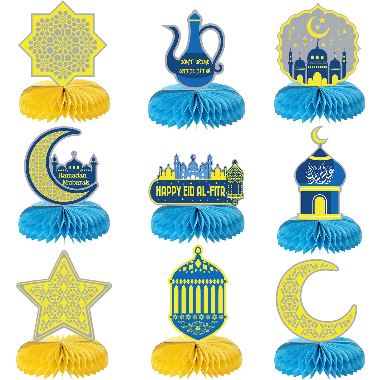 Buy 9 Pieces Ramadan Mubarak Decorations Kit, Eid Mubarak Table