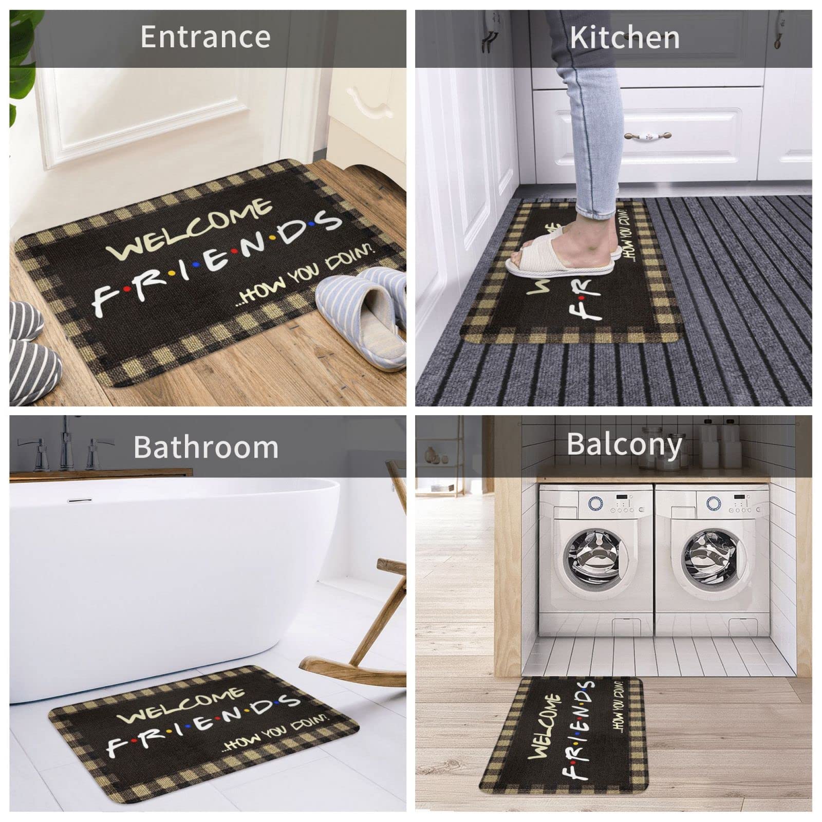 Felpudo de bienvenida con citas divertidas, regalo para amigos, decoración de cocina, hogar, dormitorio, entrada, entrada, entrada, suelo, porche, interior/exterior