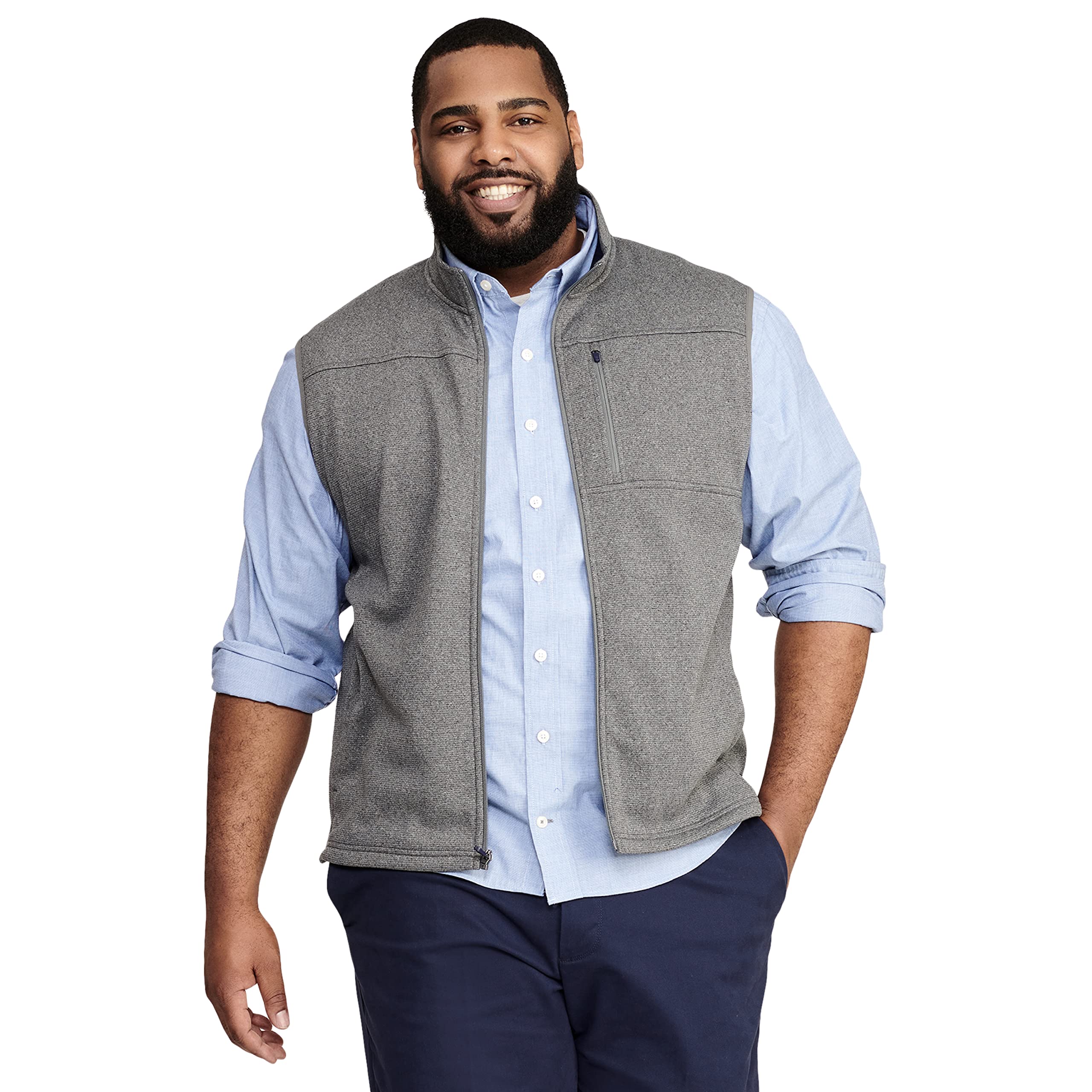 IZOD Men's Big and Tall Advantage Performance Full Zip Sweater Fleece Vest