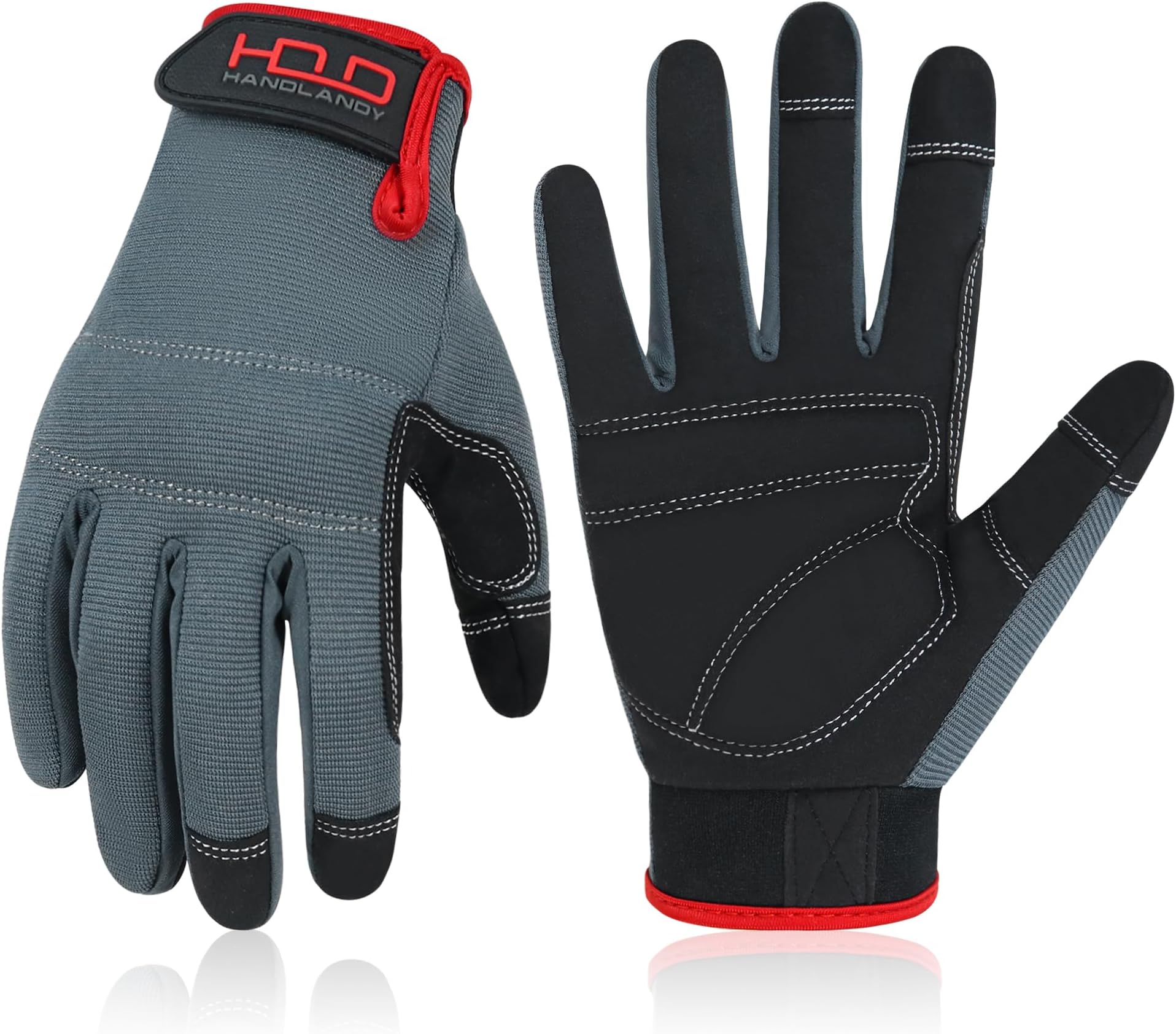 Mens Firm Grip General Utility Light Work Gloves, Mechanic Gloves Touchscreen for Men, Light Duty Safety Work Glove