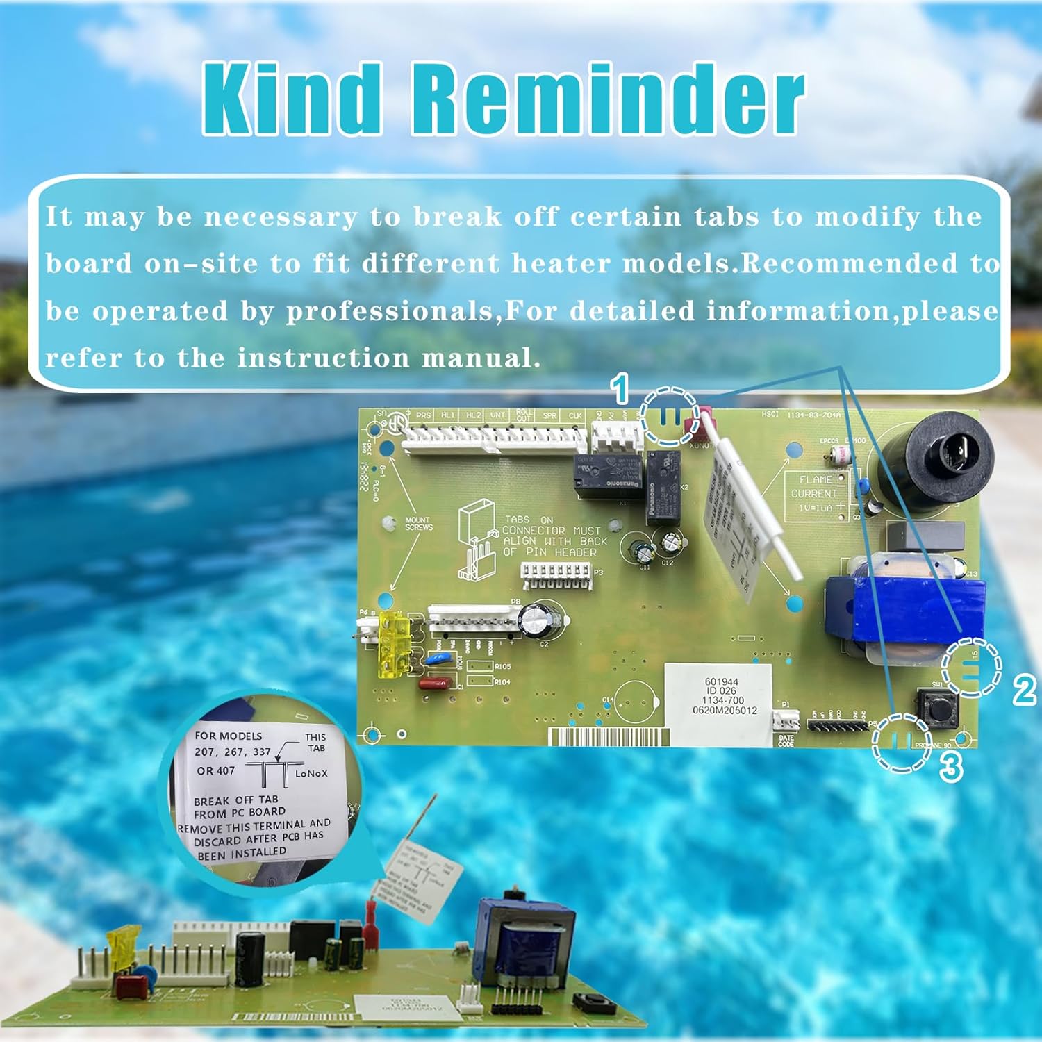 XHEIN 013464F PC Control Board & 013640F LCD Displa Compatible with Raypak Digital Gas Heater Models 185B 265B 335B 405B 206A 266A 336A 406A 207A 267A 337A 407A