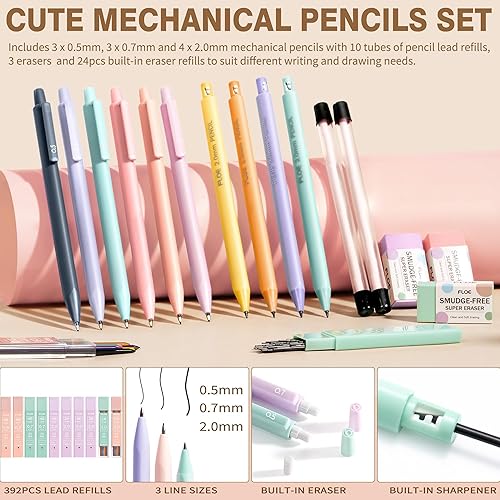 Miniatura 5 de 62 piezas de suministros escolares estéticos con bonito estuche para lápices, resaltadores pastel, bolígrafos de gel de tinta negra, kit de lápices