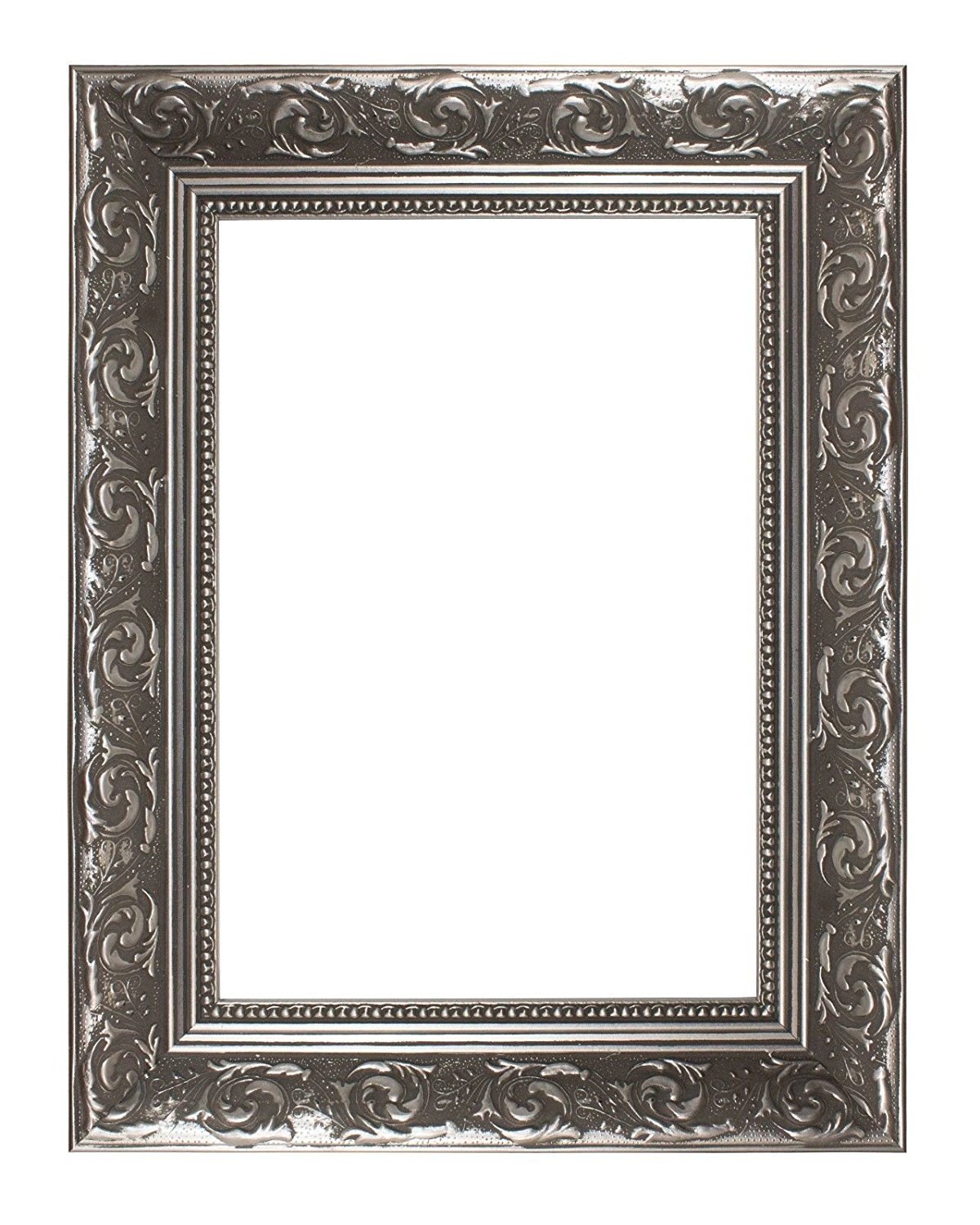 Memory Box Wide Baroque Range Ornate Picture/Photo/Poster frame with Real Glass - (30 x 40cm) Silver 11.8" x 15.7"