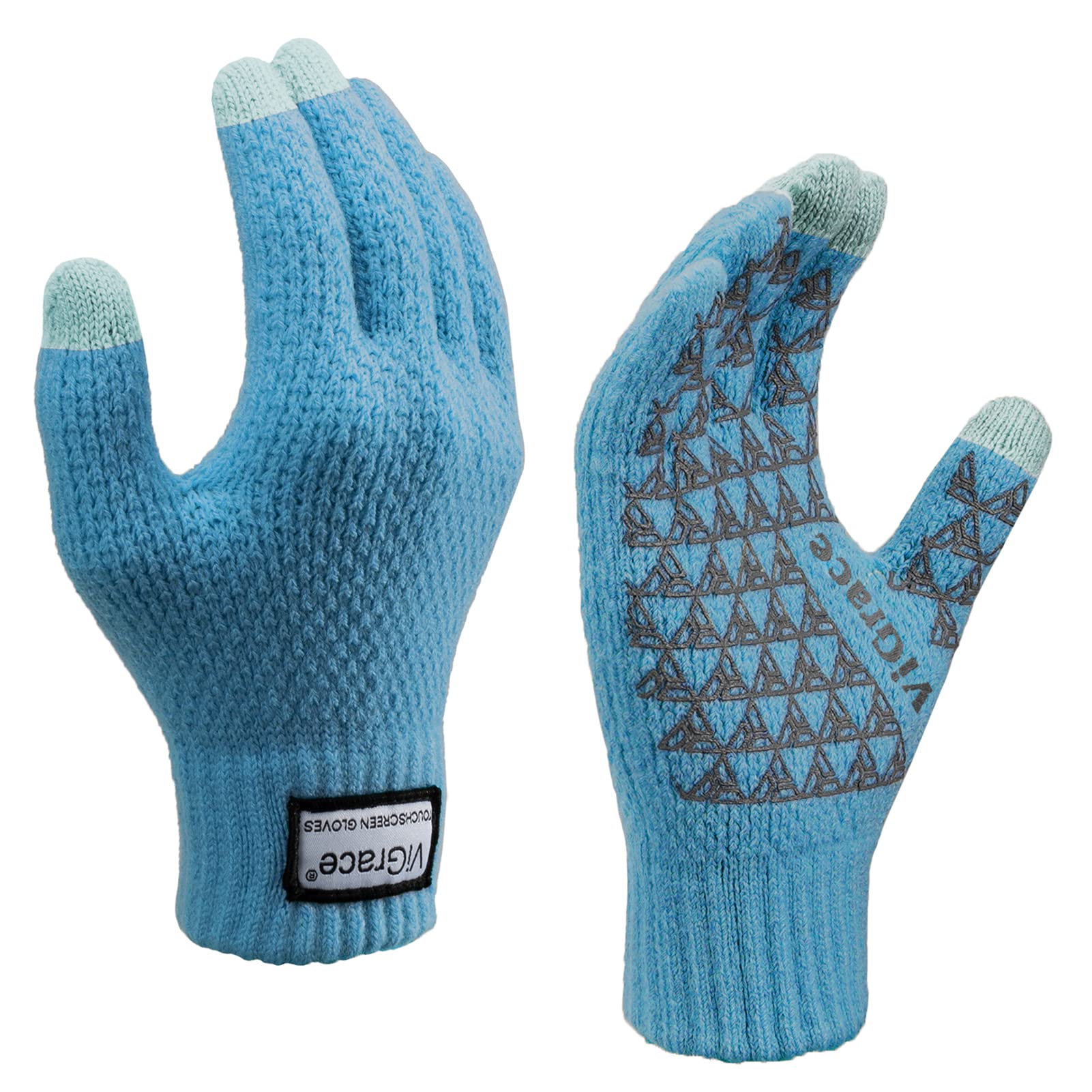 ViGrace Winter Warm Touchscreen Gloves for Men and Women Touch Screen Fleece Lined Knit Anti-Slip Wool Glove