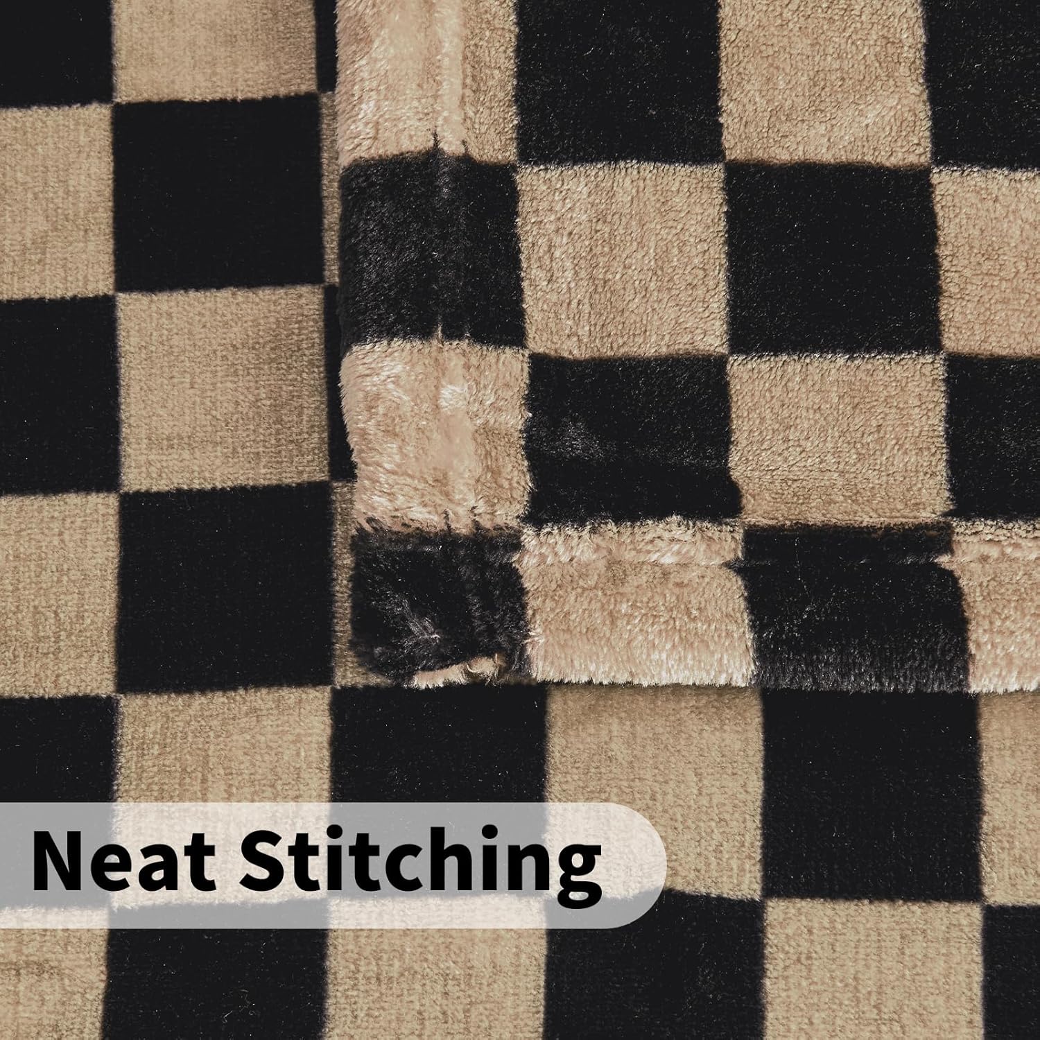 FY FIBER HOUSE Checkered Throw Blanket Flannel Fleece Soft Cozy Checkerboard Grid Print Checker Blankets for Bed Couch Sofa, 50"x60", Black Brown - Image 5