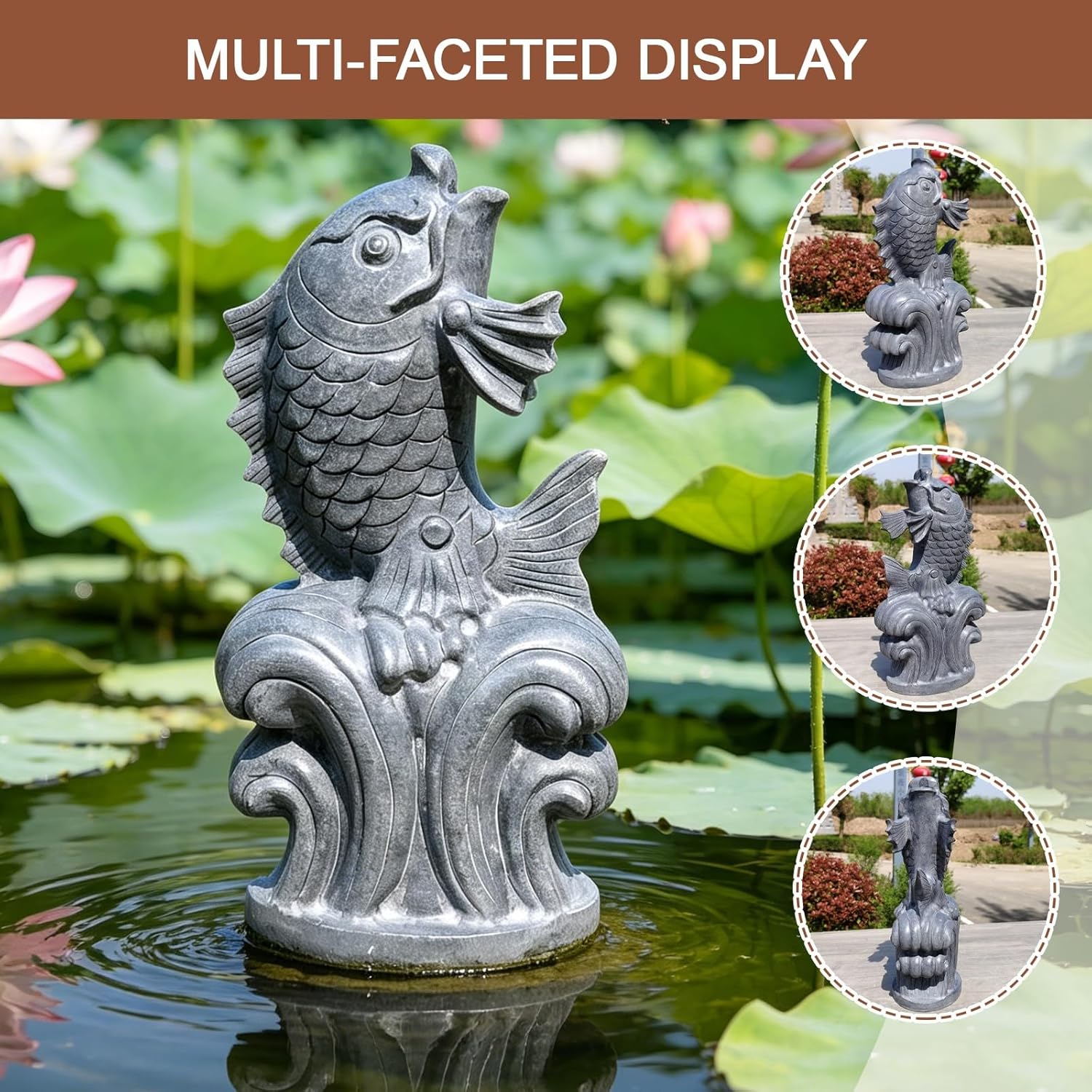 Garden Pond Spitters, Fish Tank Automatic Circulation Water Landscaping Ornaments, Outdoor Water Feature Statue, Outdoor Decoration(20 * 12 * 40cm/7.9 * 4.7 * 15.7in)
